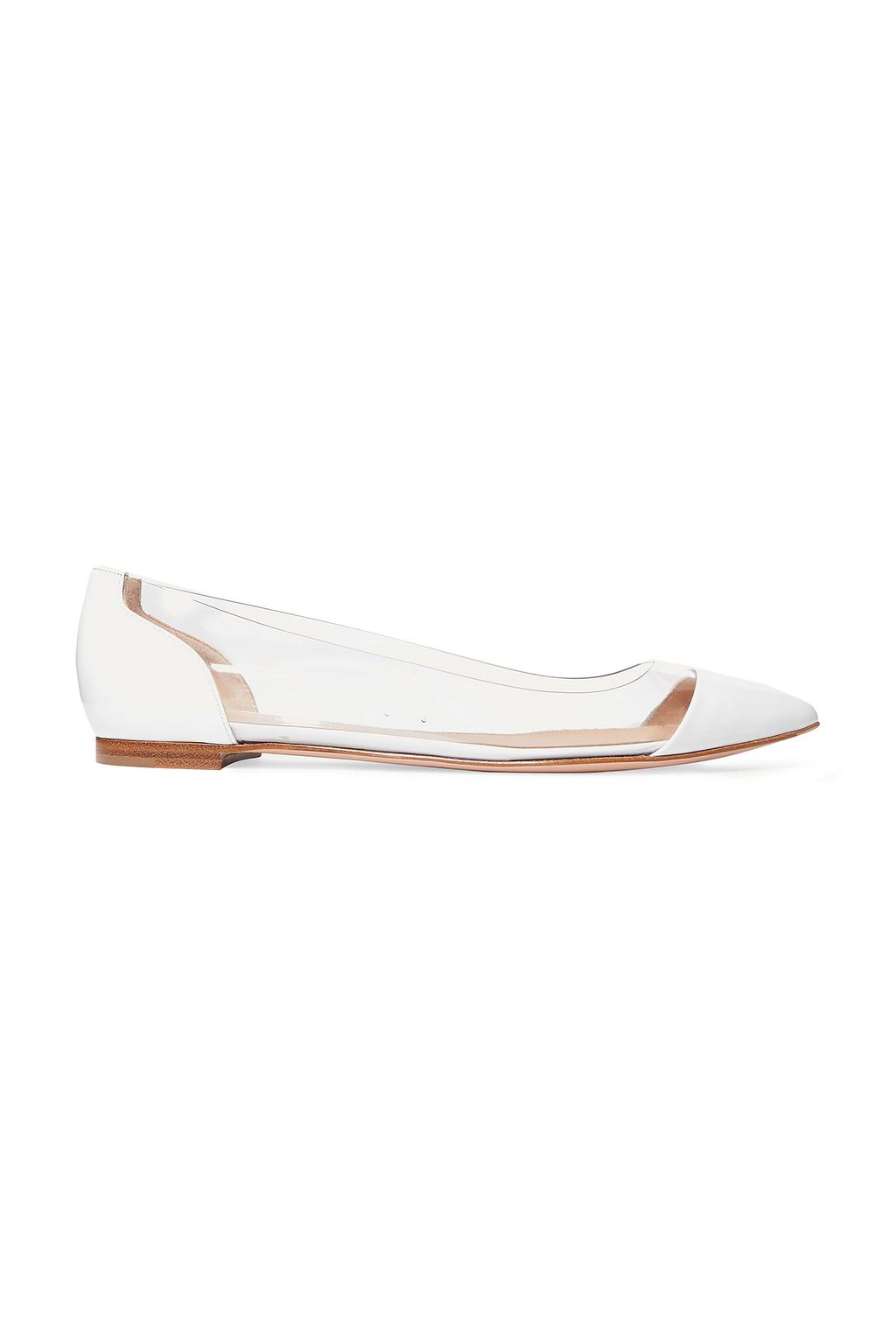 Plexi patent-leather and PVC point-toe flats