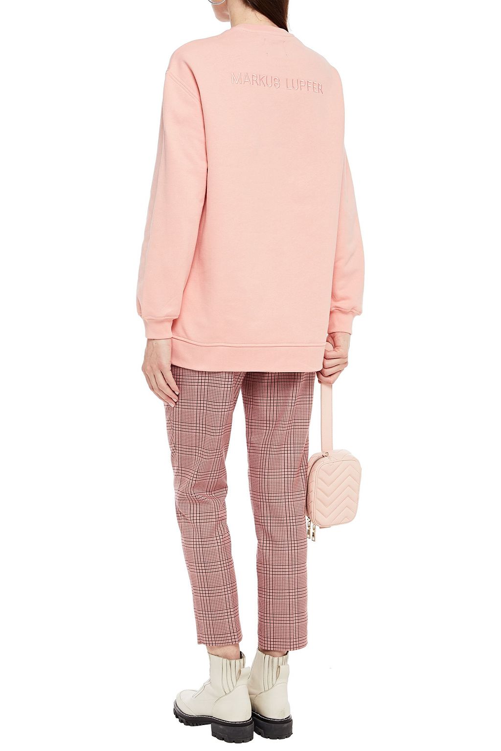 MARKUS LUPFER Josie Lip embroidered cotton-fleece sweatshirt