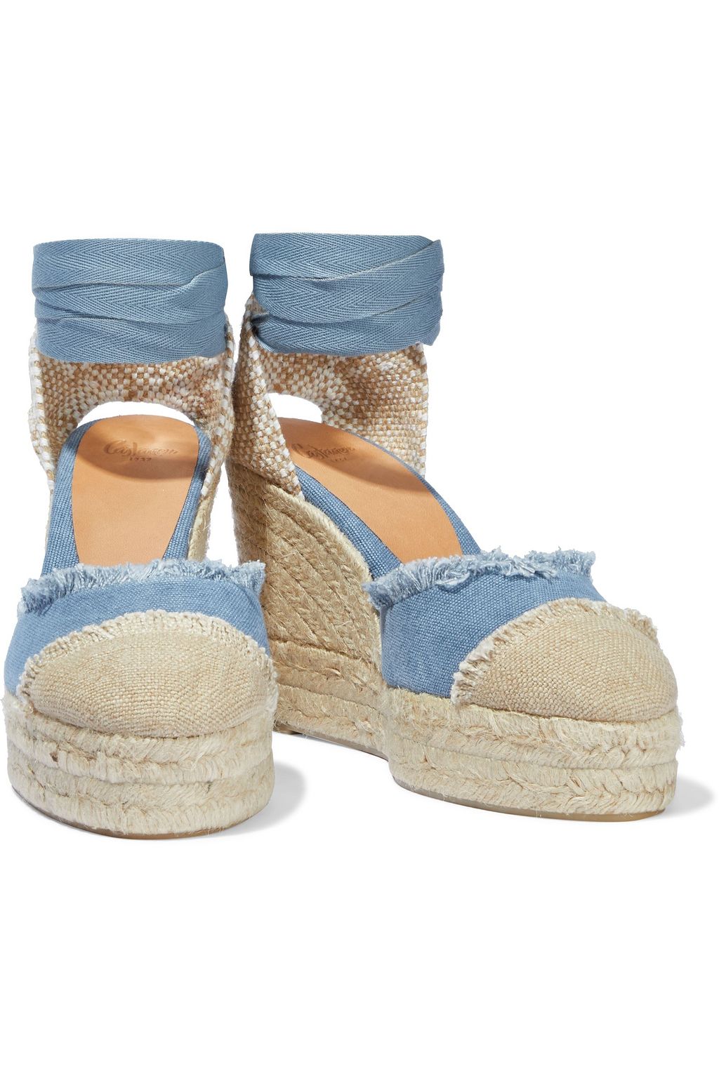 CASTAÑER Catalina 80 frayed canvas wedge espadrilles