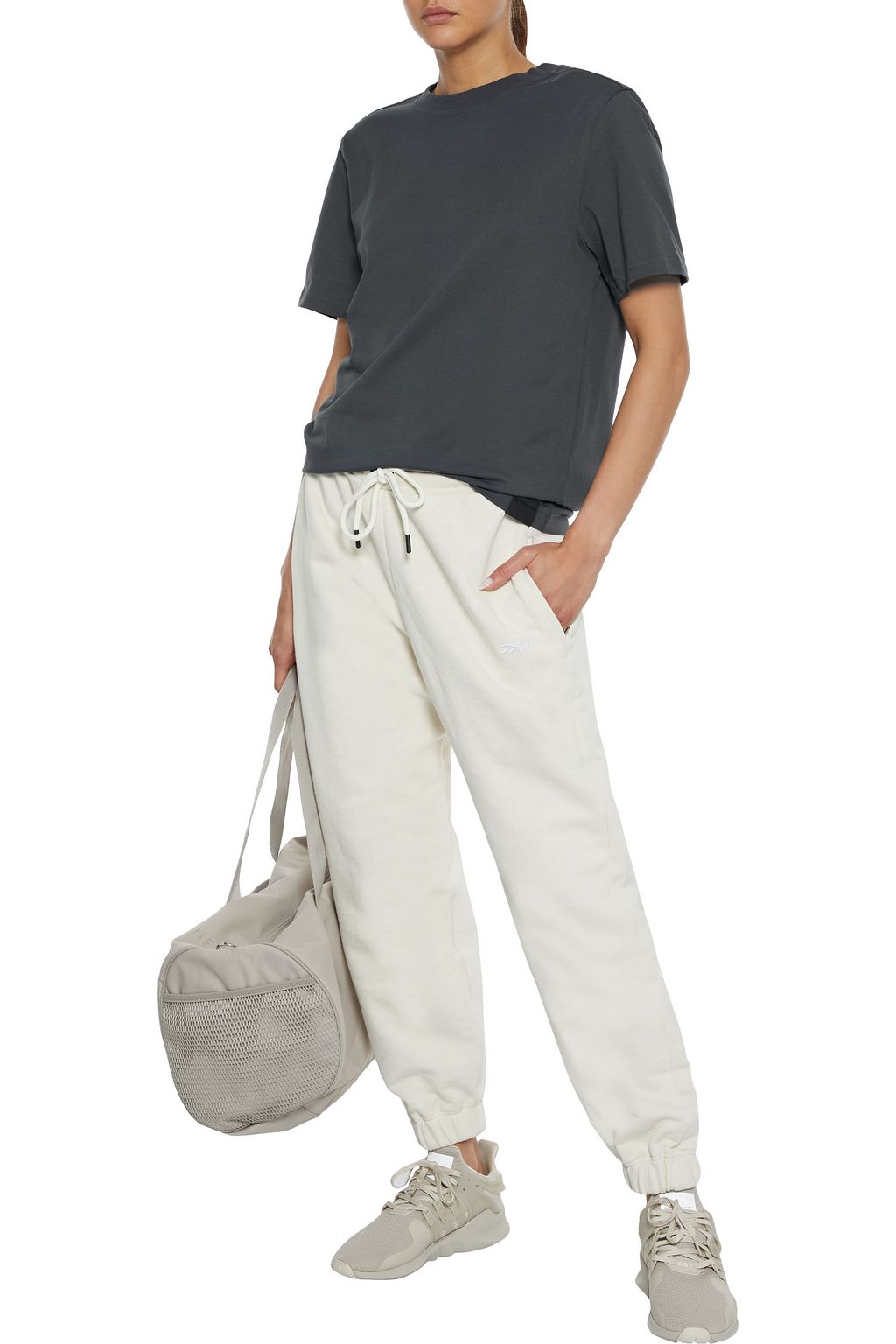 REEBOK X VICTORIA BECKHAM Appliquéd cotton-jersey T-shirt