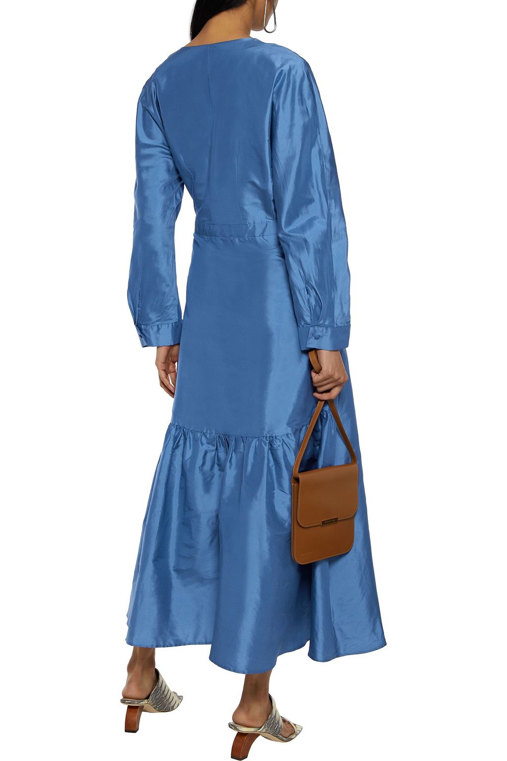 WEEKEND MAX MARA Ricamo pleated silk-taffeta midi wrap dress