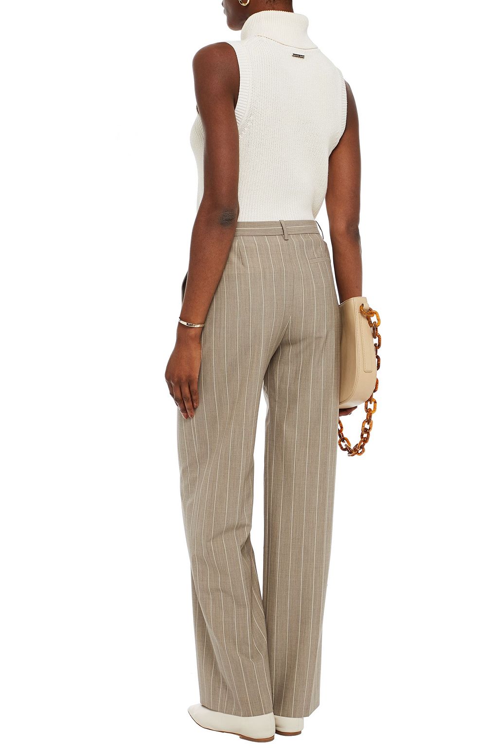 THEORY Pinstriped wool-blend wide-leg pants