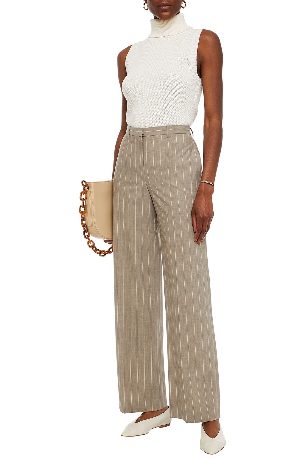 THEORY Pinstriped wool-blend wide-leg pants