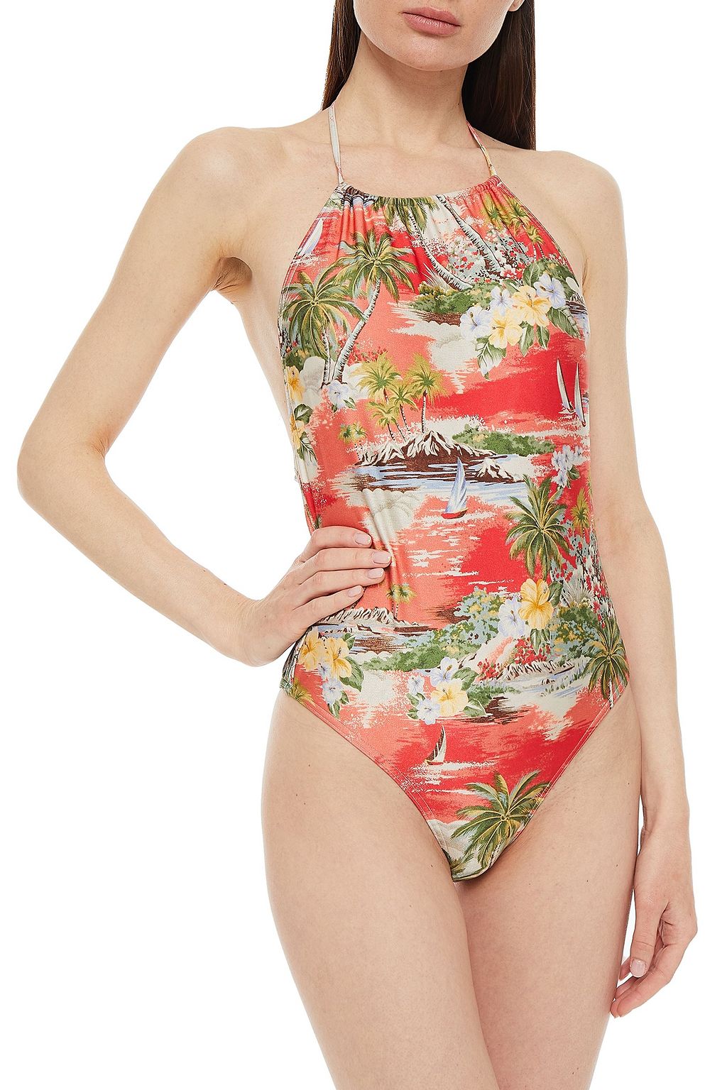 ZIMMERMANN Juliette printed halterneck swimsuit