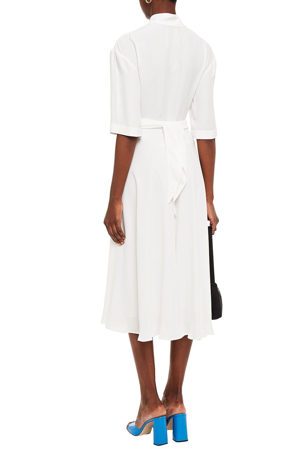 OFF-WHITE™ Wrap-effect appliquéd crepe midi dress