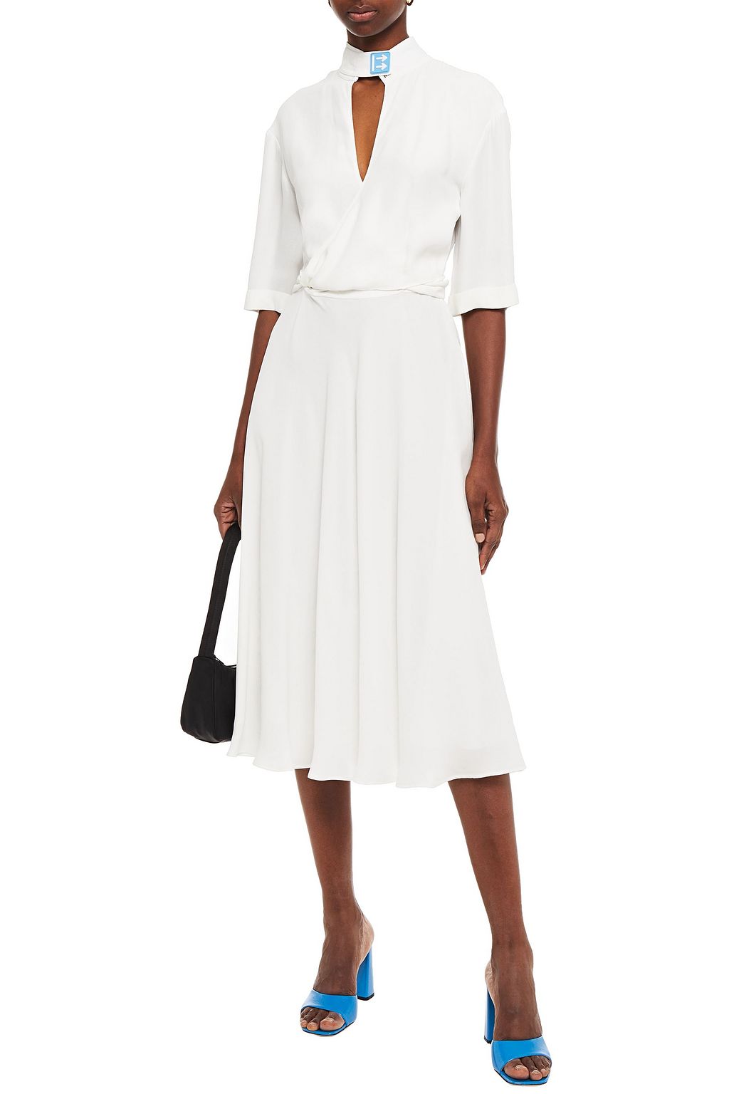 OFF-WHITE™ Wrap-effect appliquéd crepe midi dress