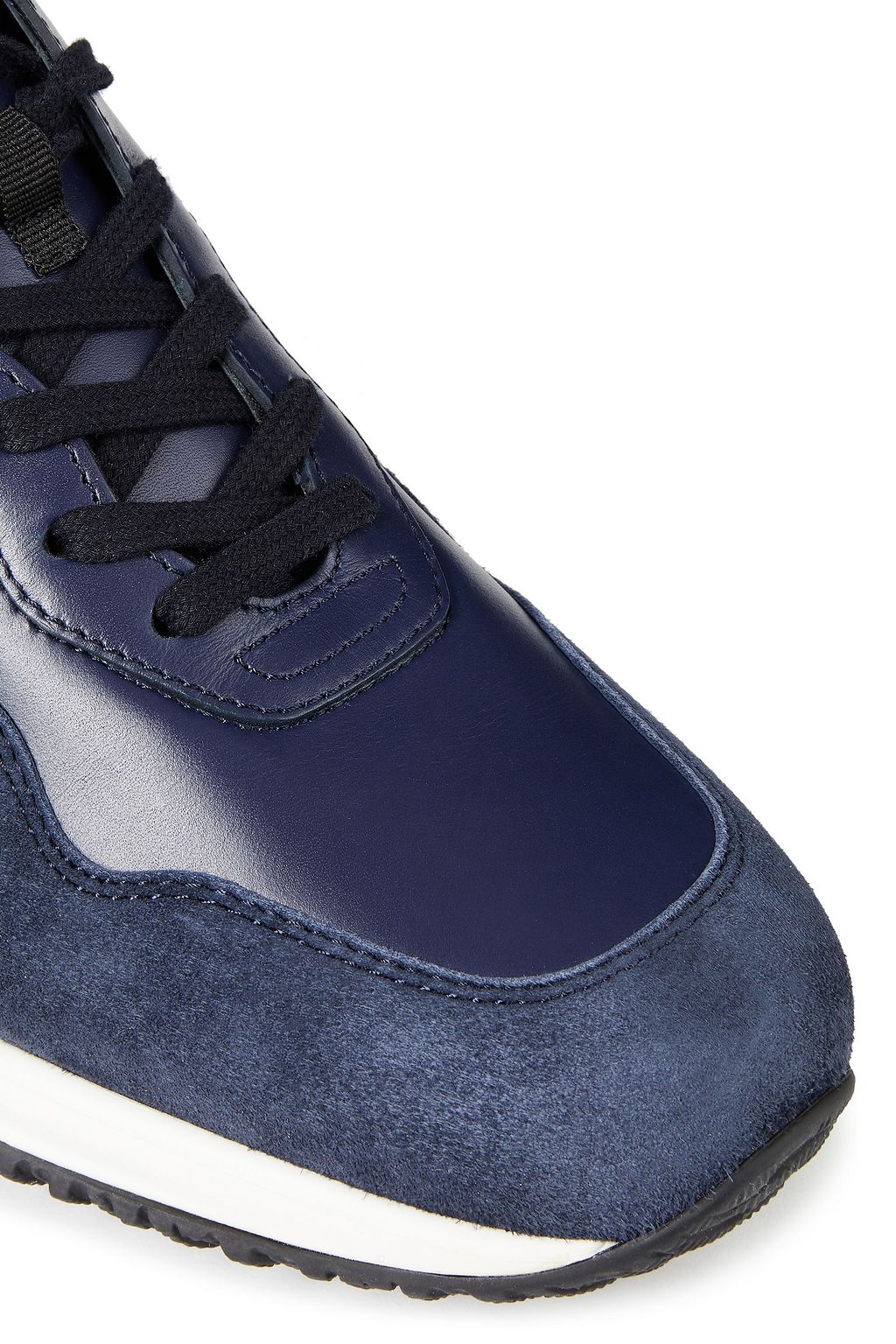 HOGAN Paneled suede, smooth and patent-leather sneakers