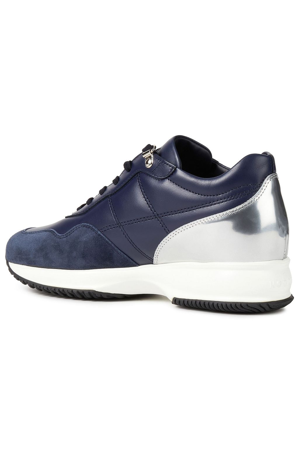 HOGAN Paneled suede, smooth and patent-leather sneakers