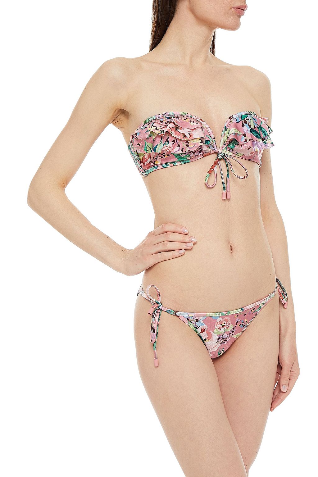 ZIMMERMANN Bellitude ruffled floral-print bandeau bikini