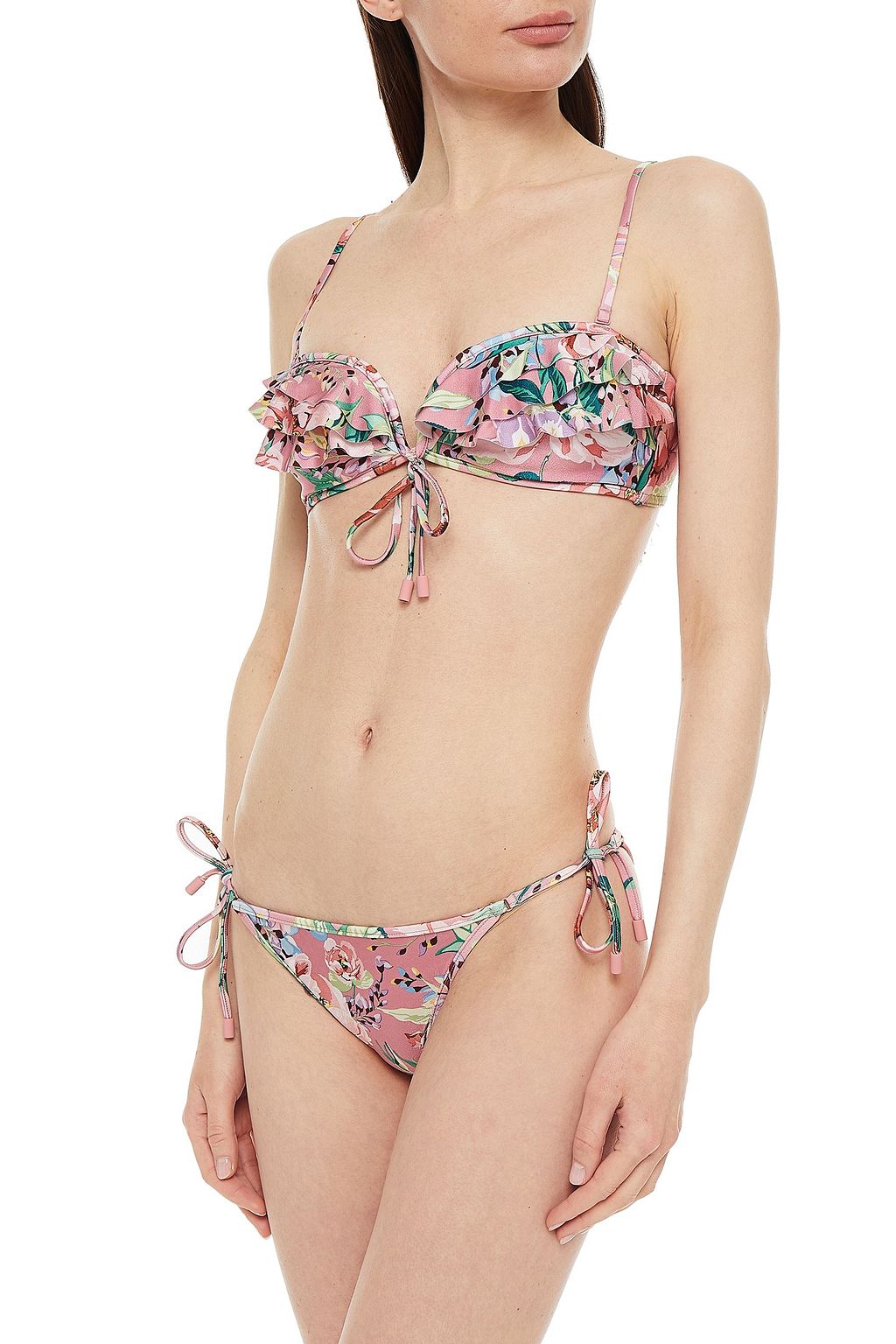 ZIMMERMANN Bellitude ruffled floral-print bandeau bikini