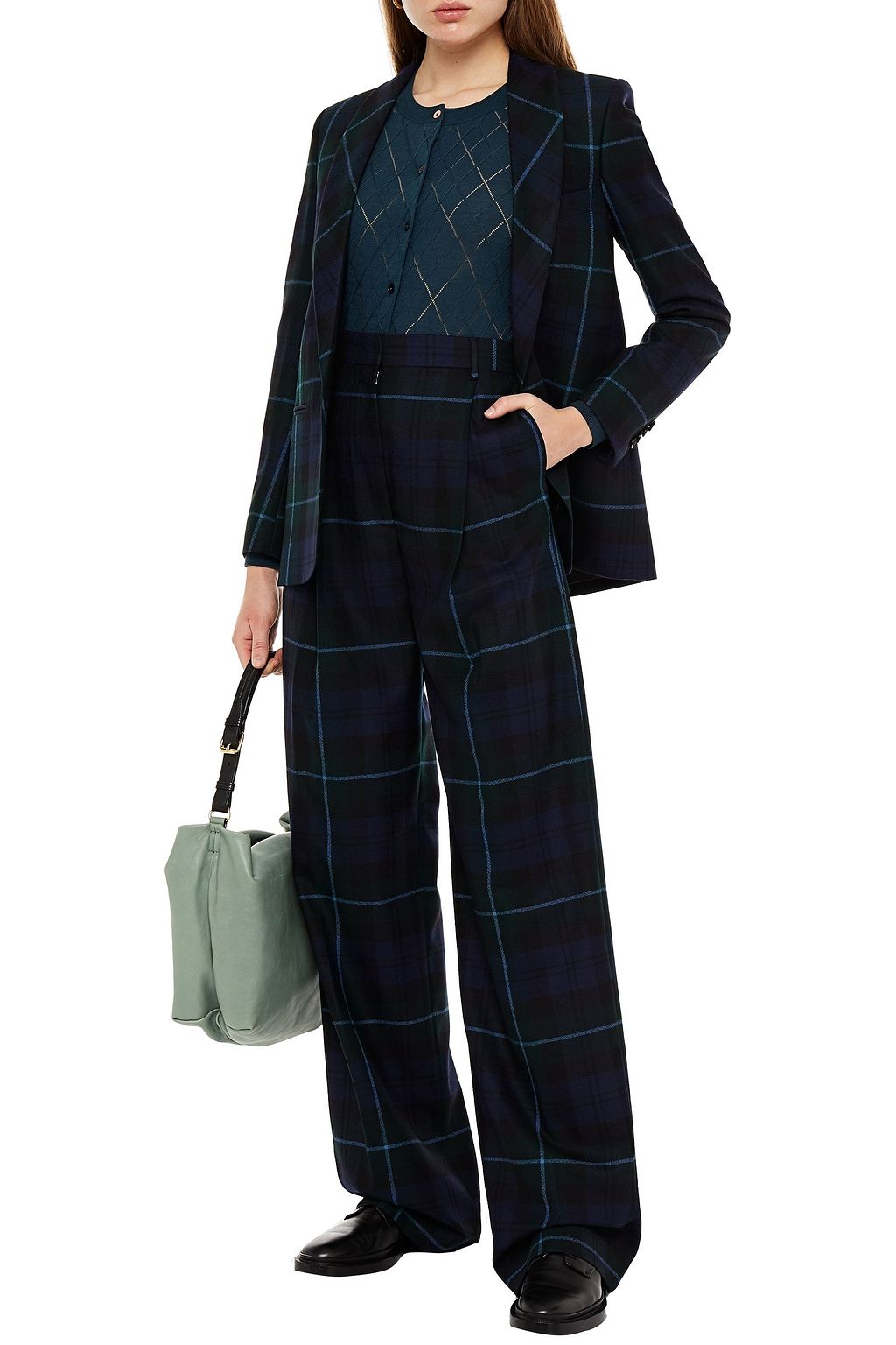 PAUL SMITH Pleated checked wool-flannel wide-leg pants