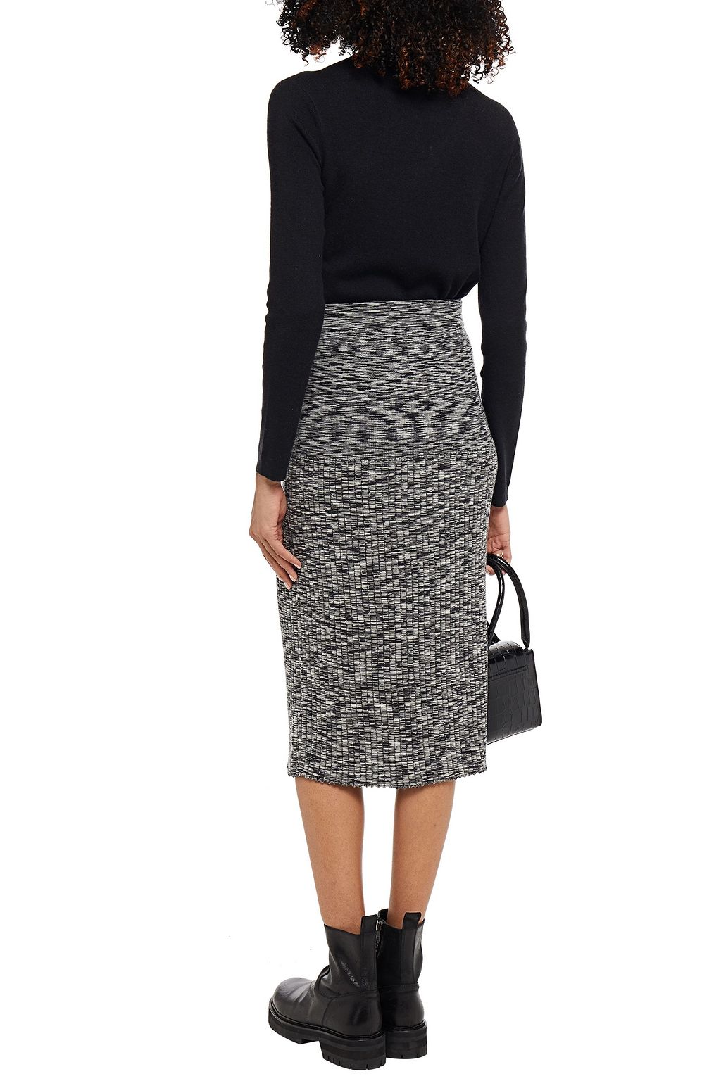 JOSEPH Ribbed marled wool-blend pencil skirt
