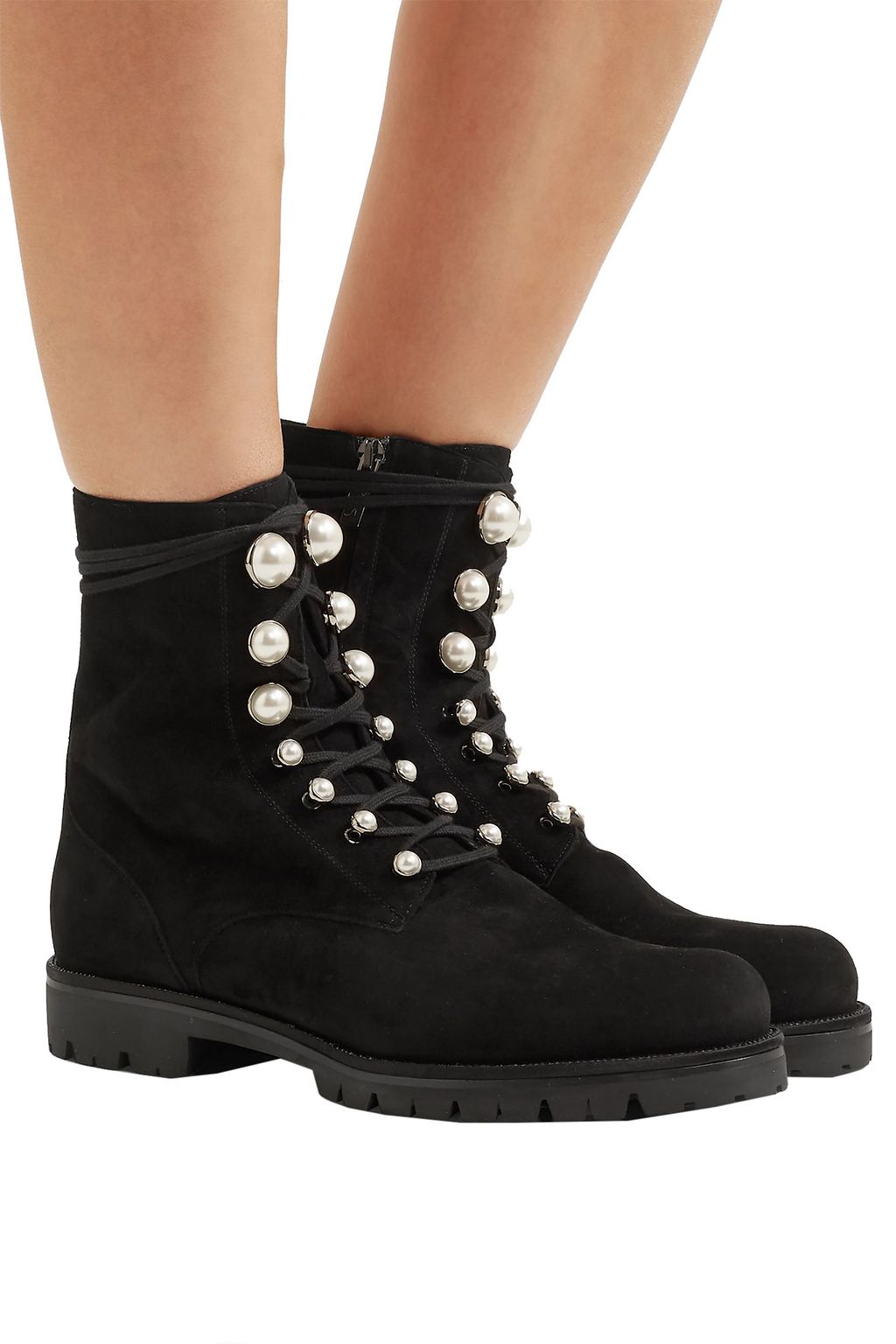 RENE' CAOVILLA Embellished suede ankle boots