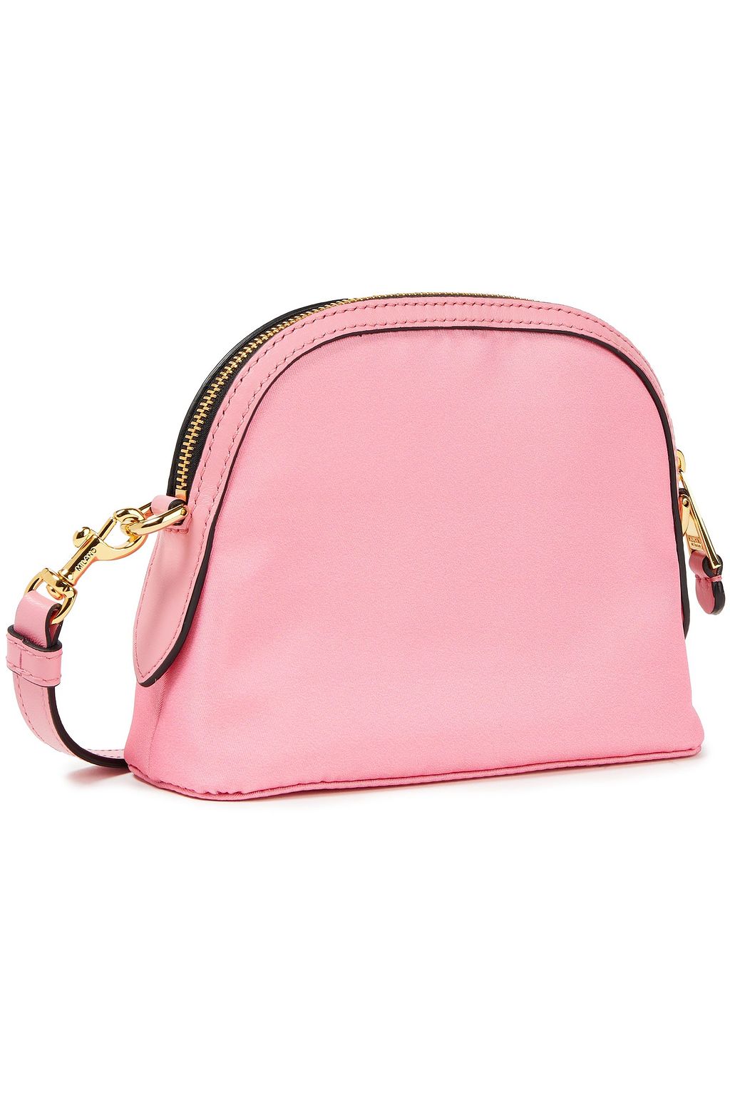 MOSCHINO Leather-trimmed printed satin-twill shoulder bag