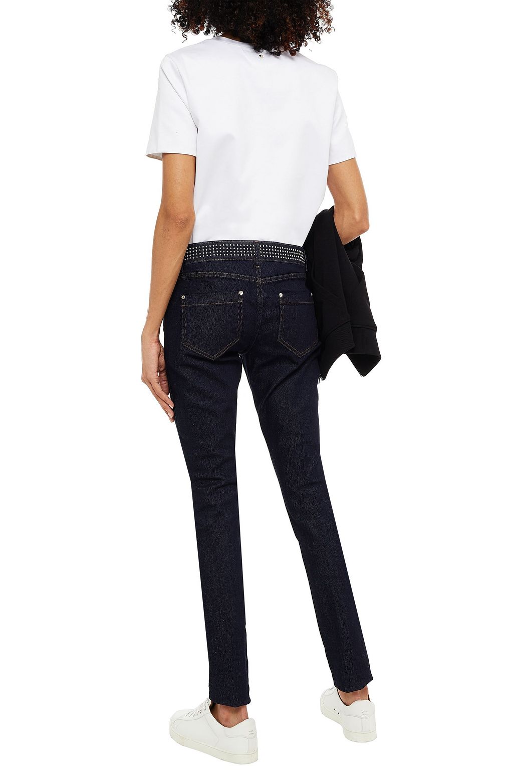REDVALENTINO Studded mid-rise skinny jeans