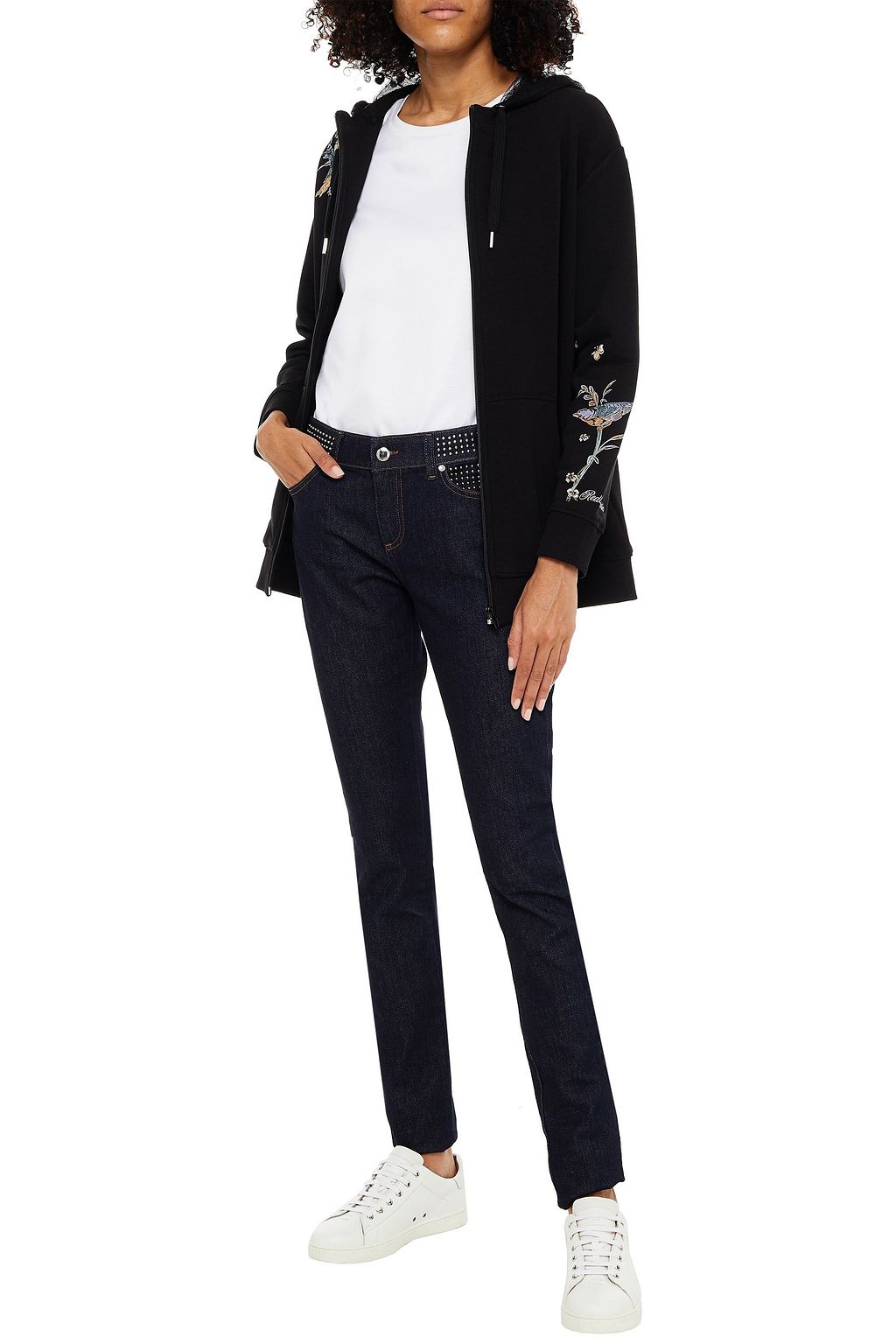 REDVALENTINO Studded mid-rise skinny jeans