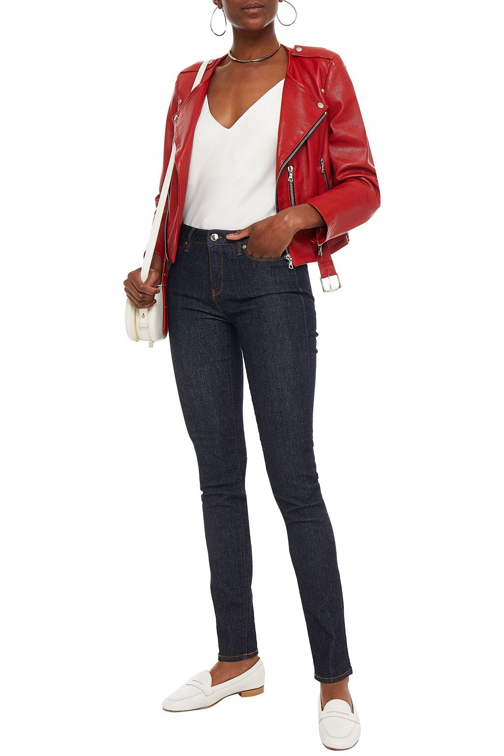 LOVE MOSCHINO Logo-appliquéd high-rise skinny jeans