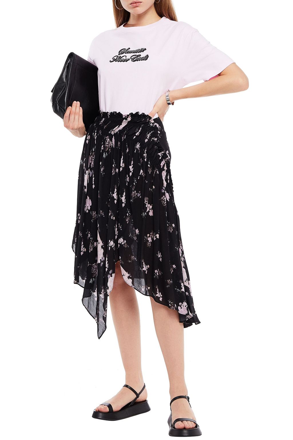 PREEN LINE Sumin asymmetric floral-print crepe skirt
