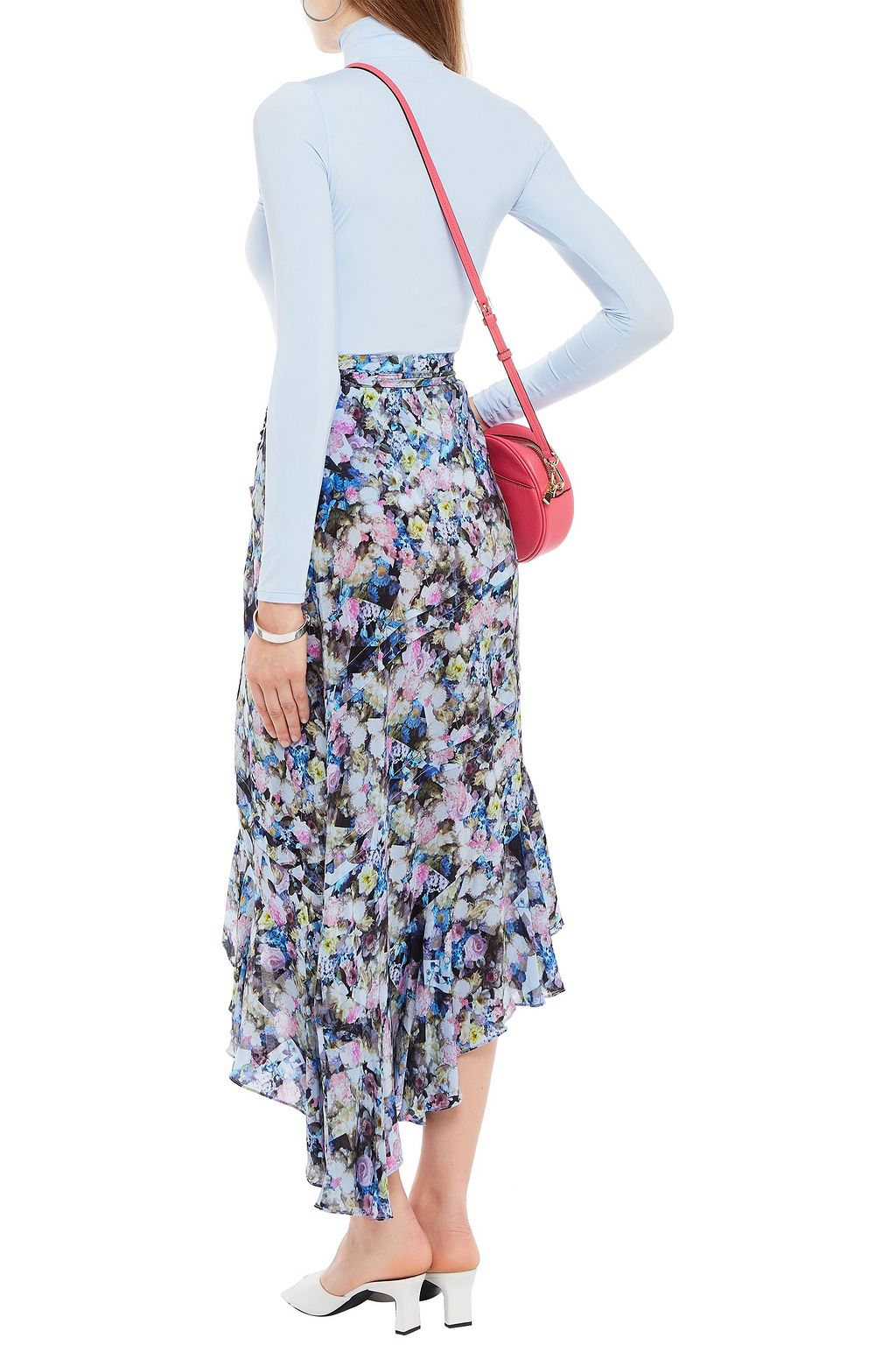 PREEN LINE Daria asymmetric floral-print crepe de chine midi wrap skirt