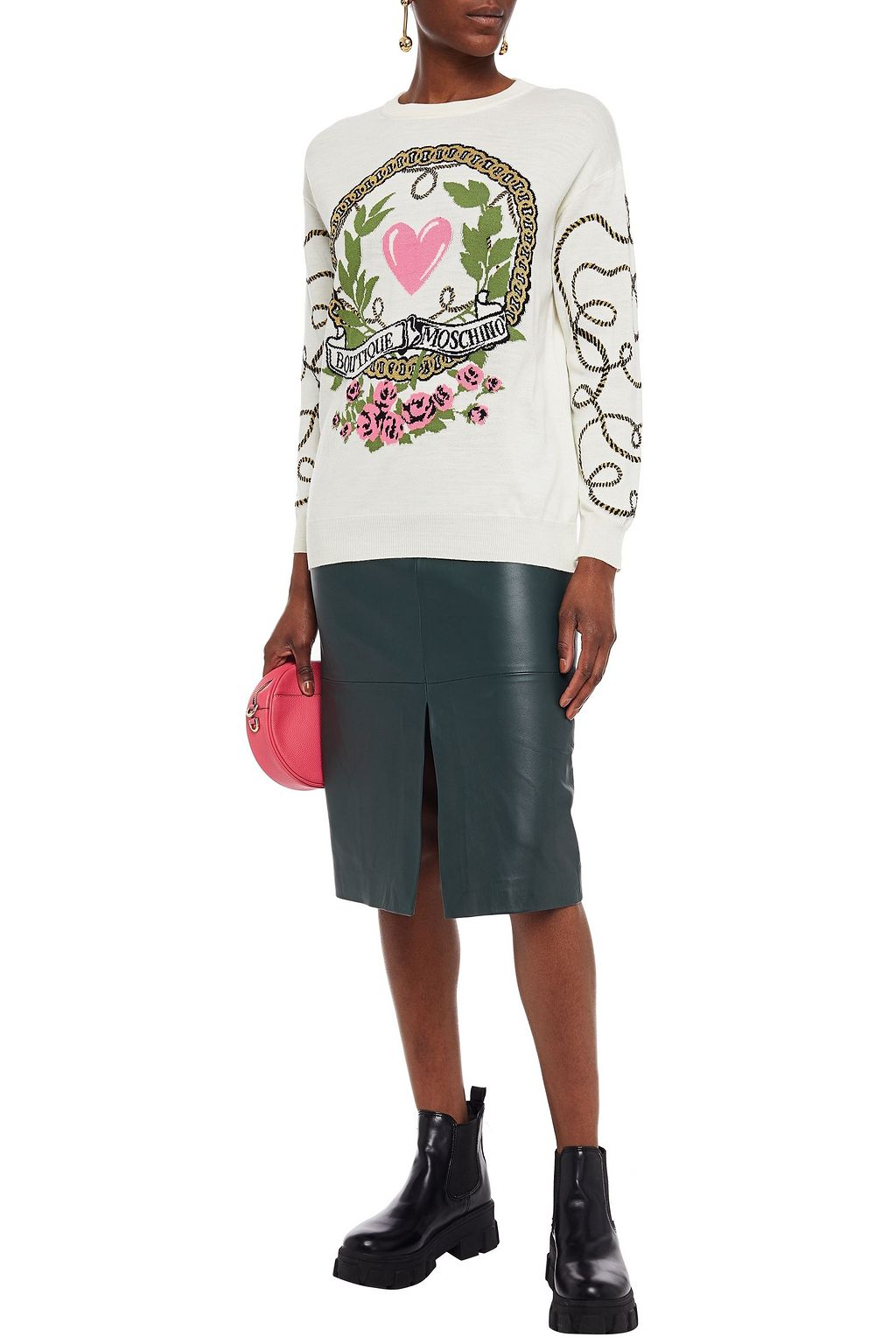 BOUTIQUE MOSCHINO Intarsia wool-blend sweater