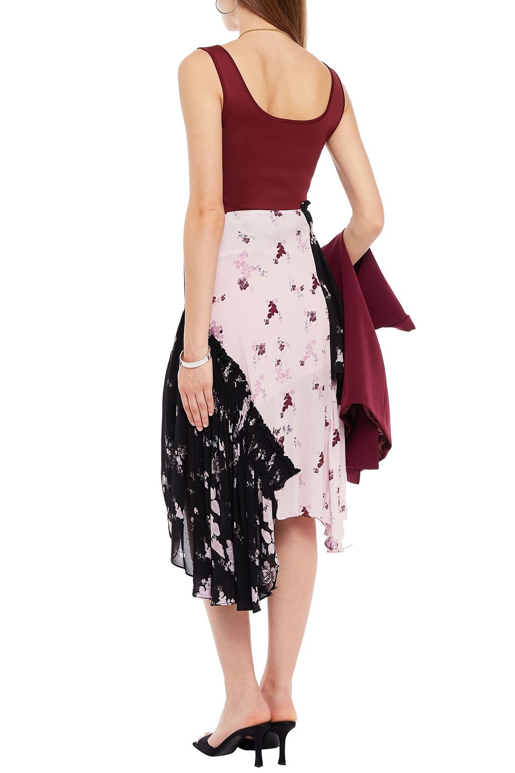 PREEN LINE Sumin asymmetric floral-print crepe skirt