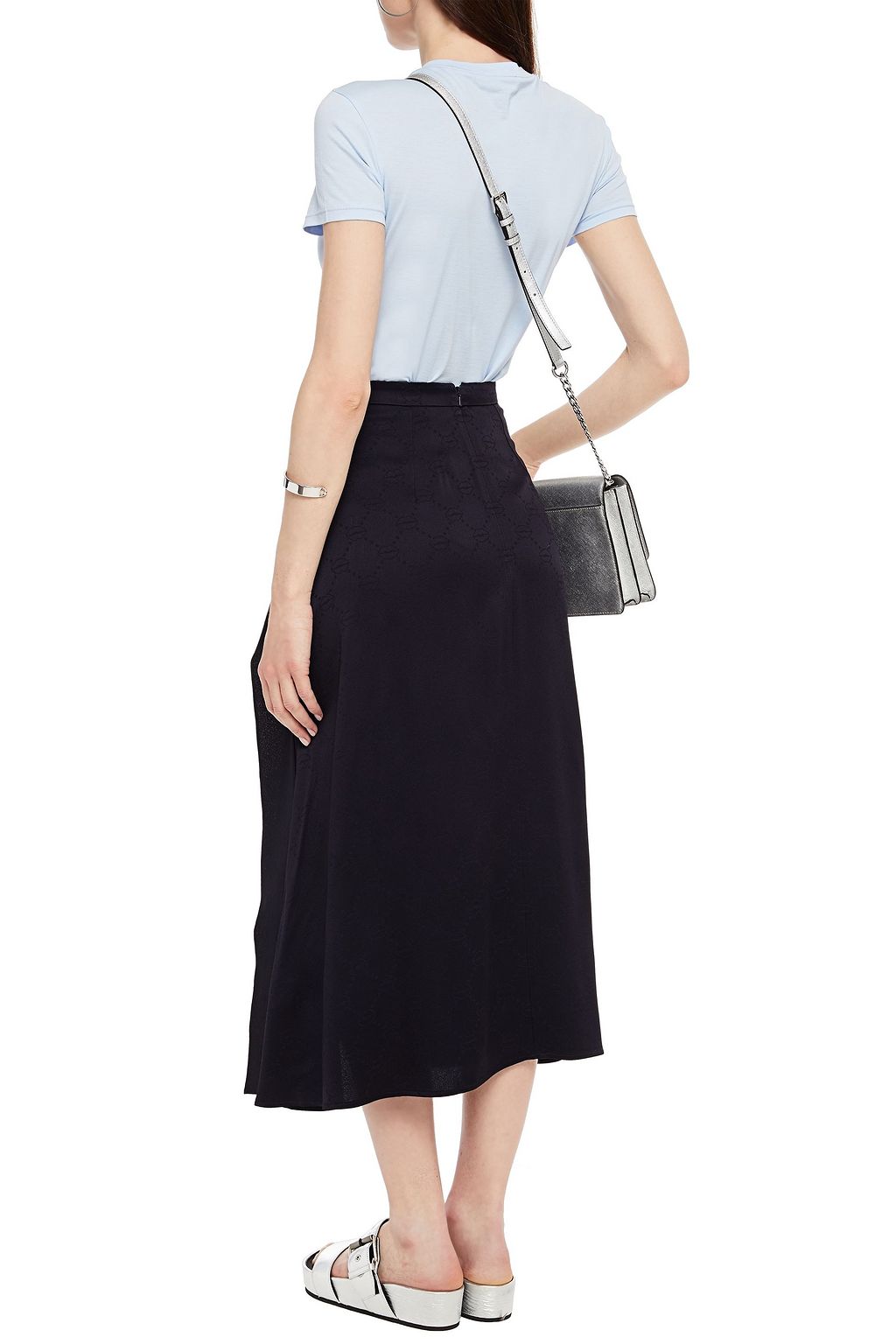 MARKUS LUPFER Freya Lip ruffled satin-jacquard midi skirt