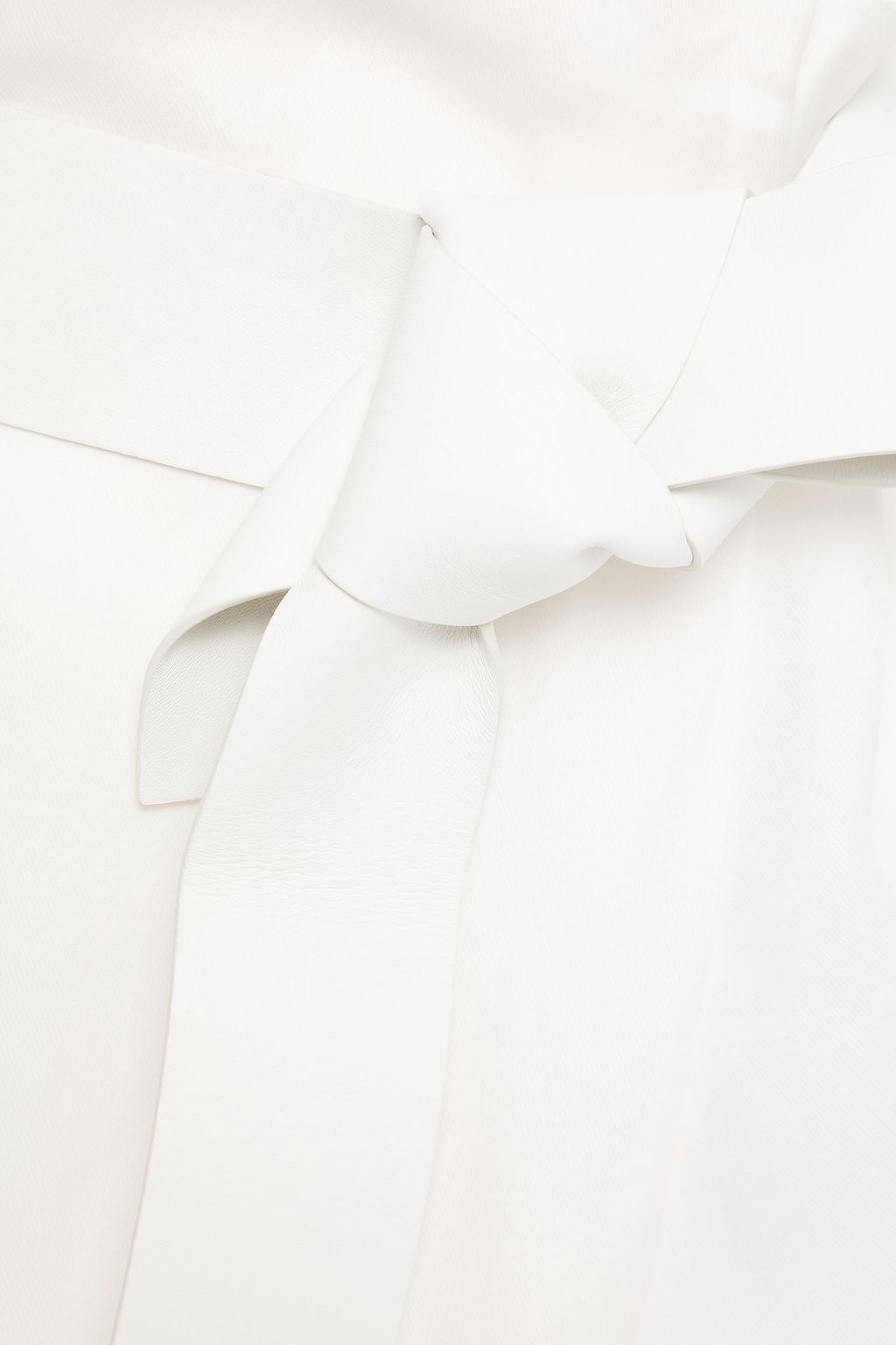 FERRAGAMO Belted leather-trimmed twill wide-leg pants