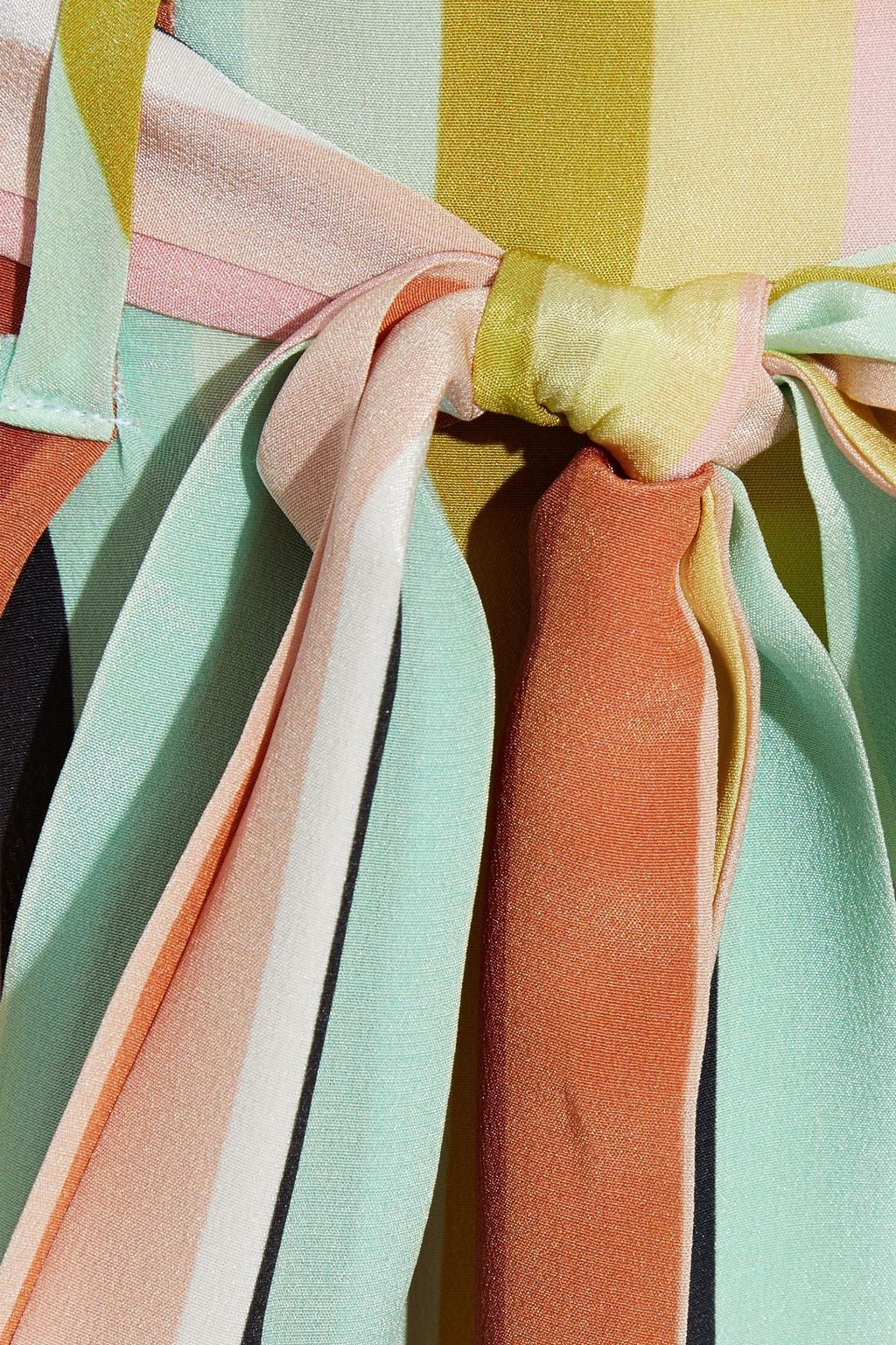 WE ARE LEONE Luke belted striped silk crepe de chine wide-leg pants