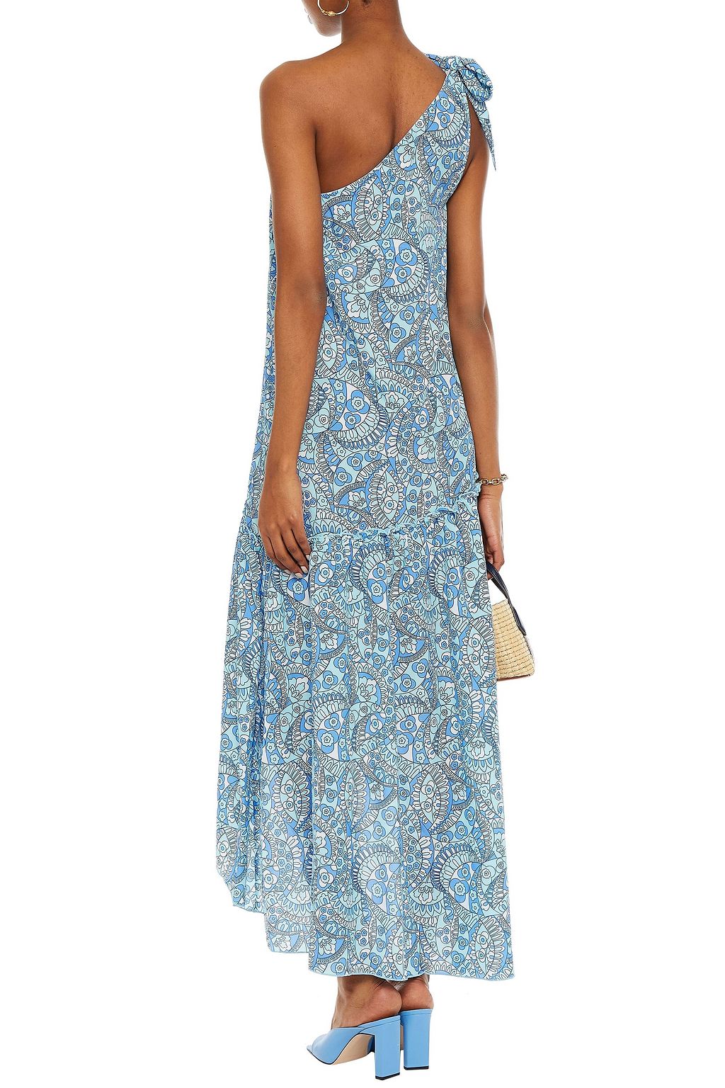 PALOMA BLUE Giselle one-shoulder printed crepe de chine midi dress