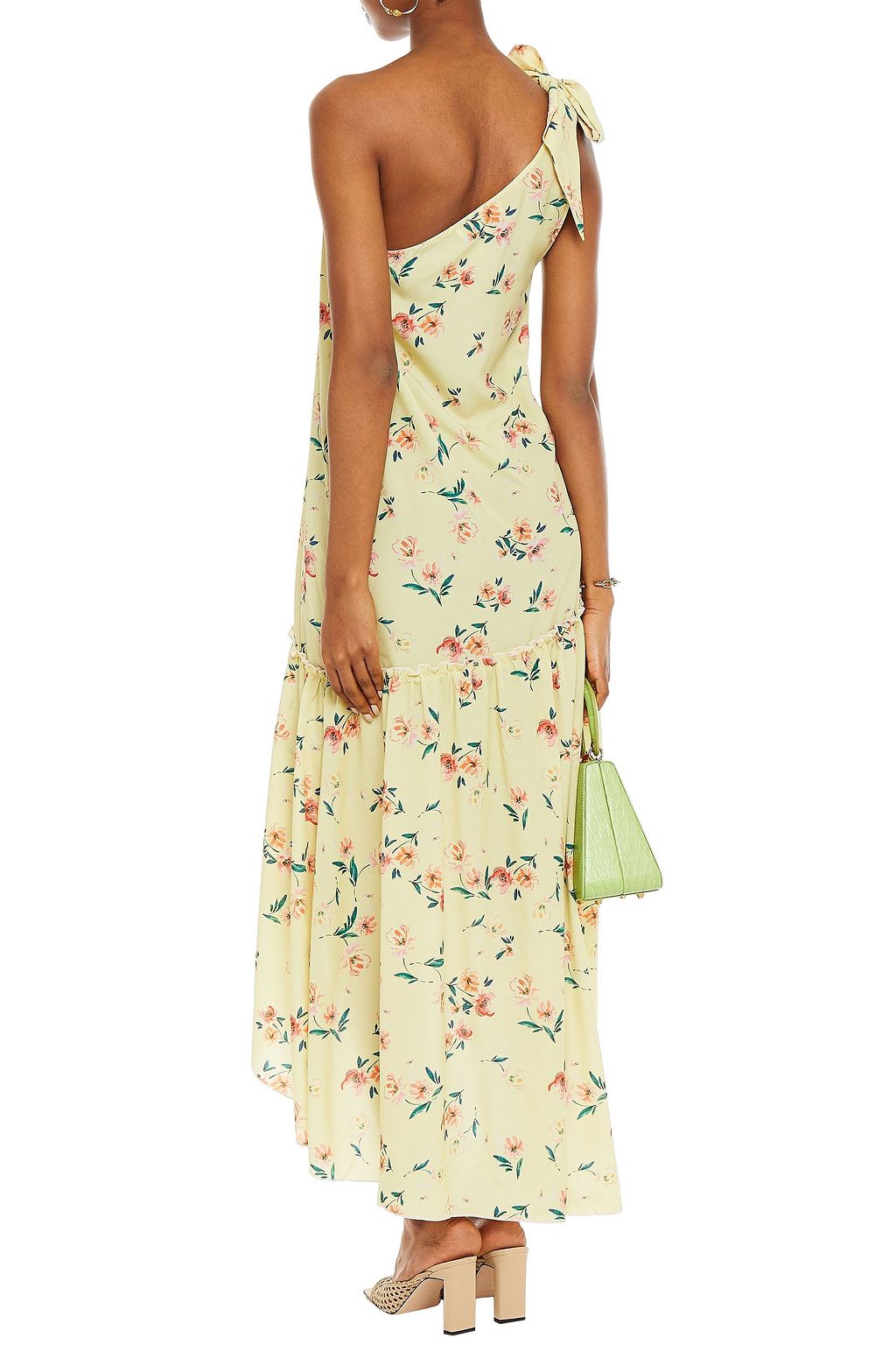 PALOMA BLUE Giselle one-shoulder floral-print crepe de chine midi dress