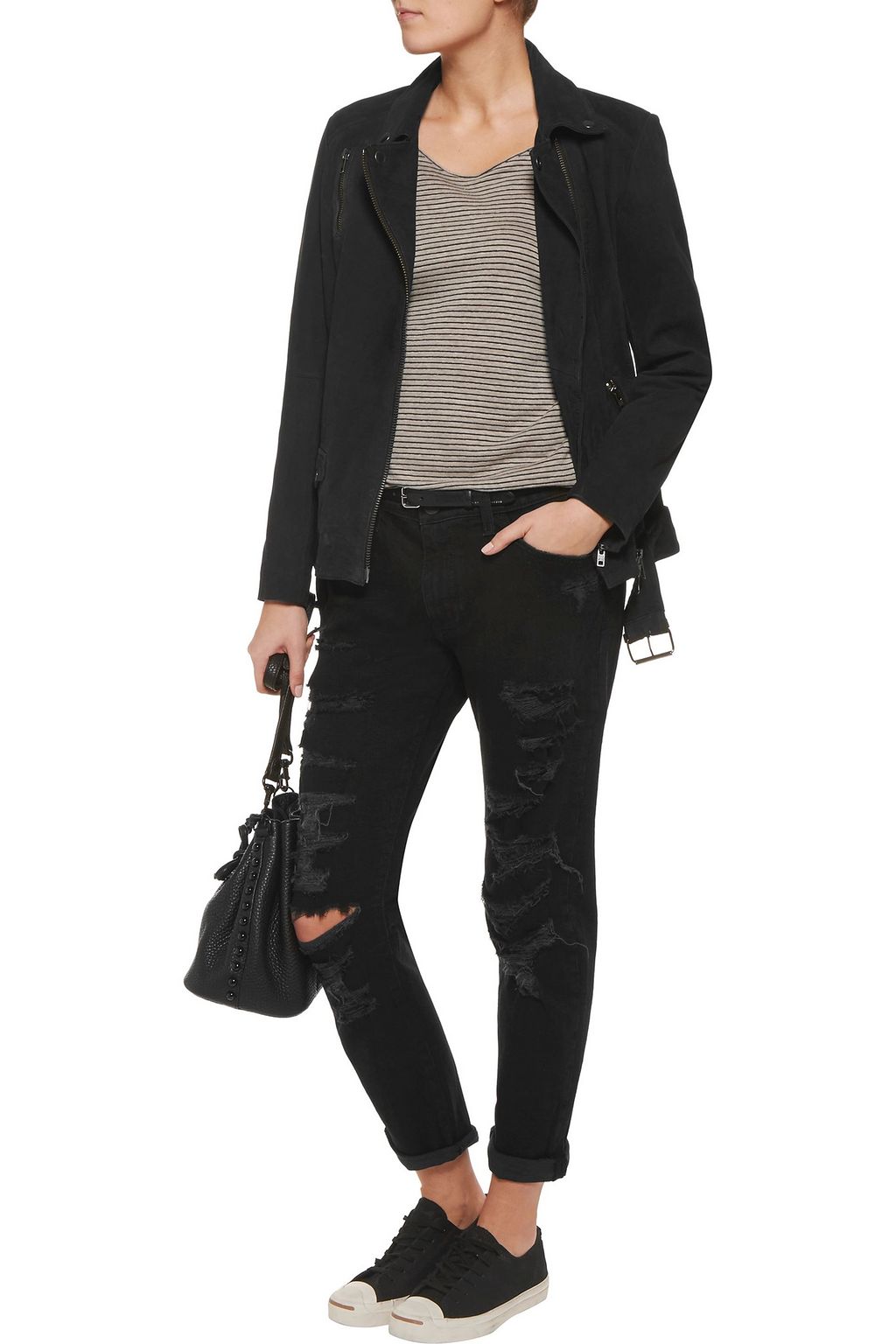 CURRENT/ELLIOTT The Fling cropped distressed boyfriend jeans