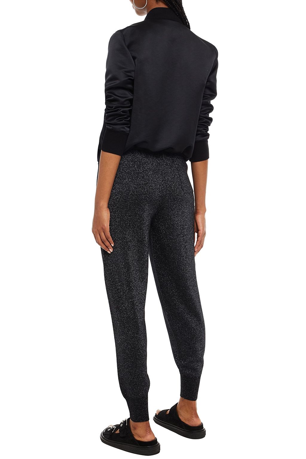 MARKUS LUPFER Mia sequin-embellished metallic wool-blend track pants ...