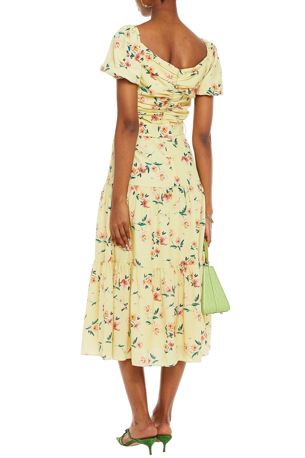PALOMA BLUE Evie gathered floral-print crepe midi dress