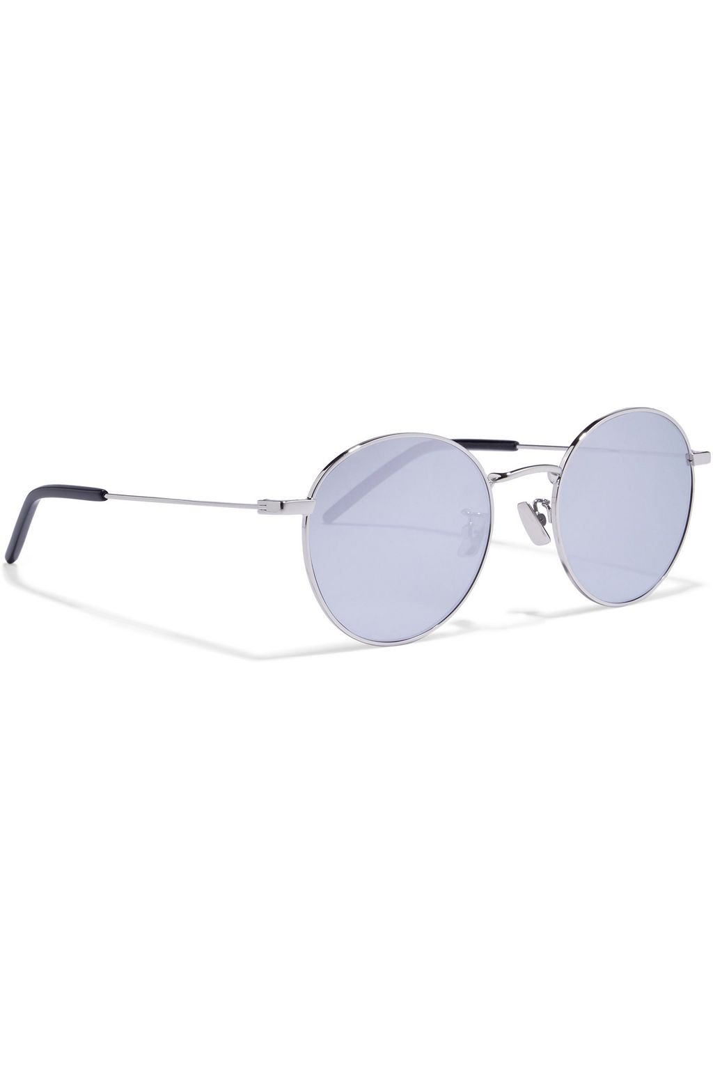 SAINT LAURENT Round-frame silver-tone mirrored sunglasses