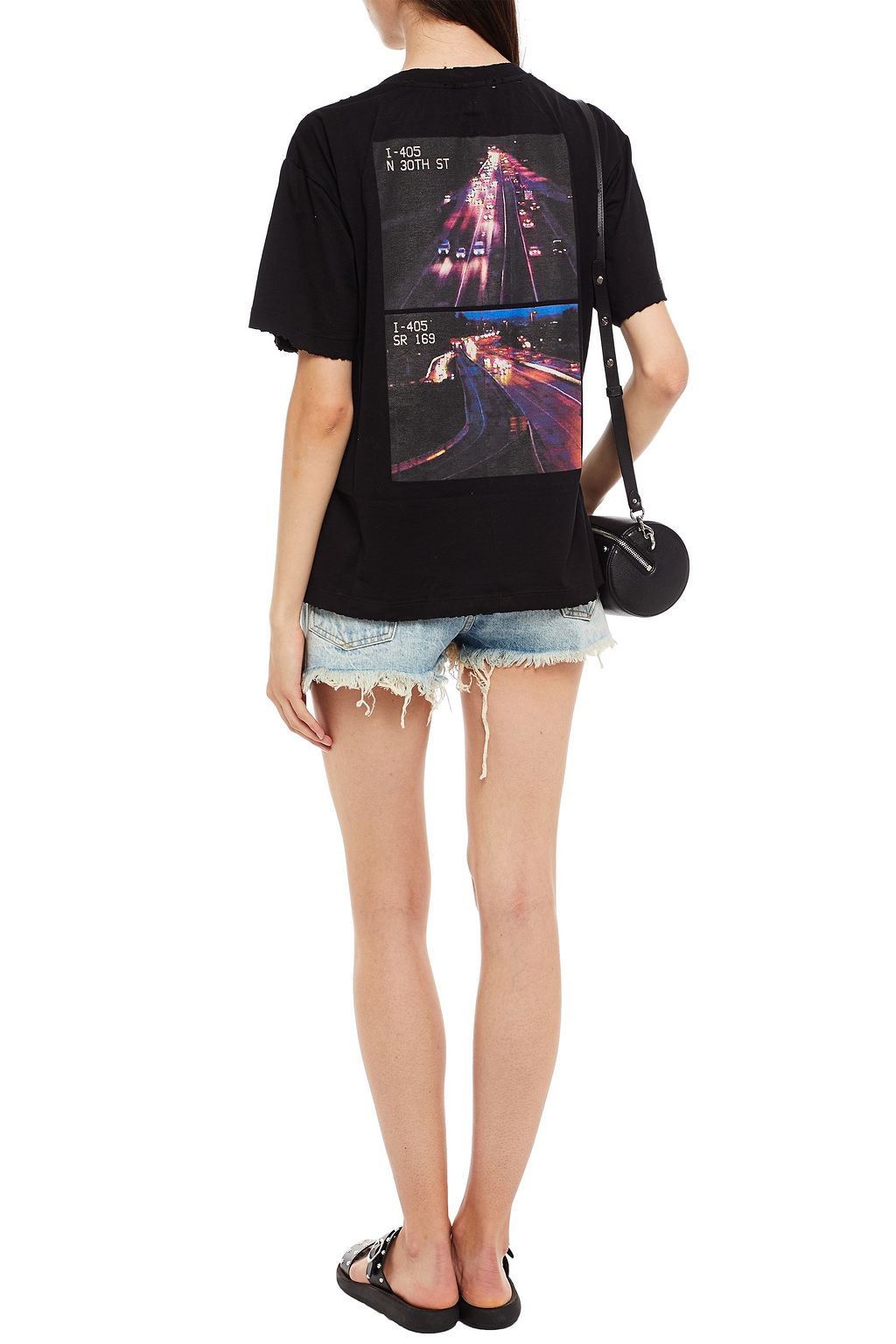 BEN TAVERNITI™ UNRAVEL PROJECT Distressed printed cotton-jersey T-shirt