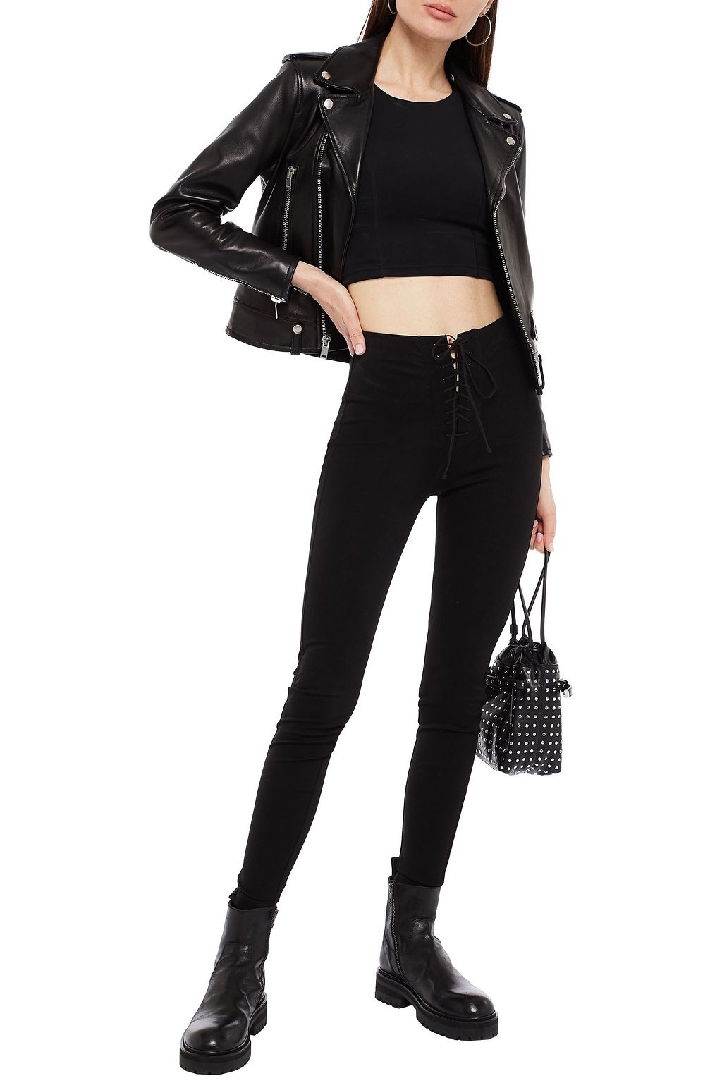 BEN TAVERNITI™ UNRAVEL PROJECT Lace-up ponte skinny pants