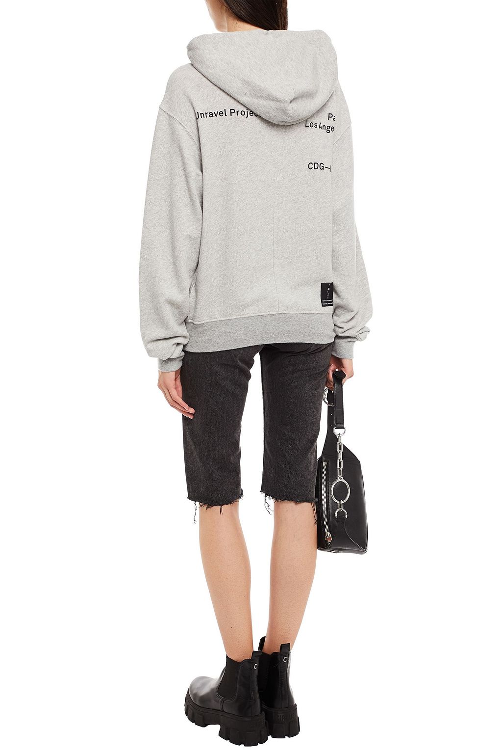 BEN TAVERNITI™ UNRAVEL PROJECT Grosgrain-trimmed printed French cotton-terry hoodie