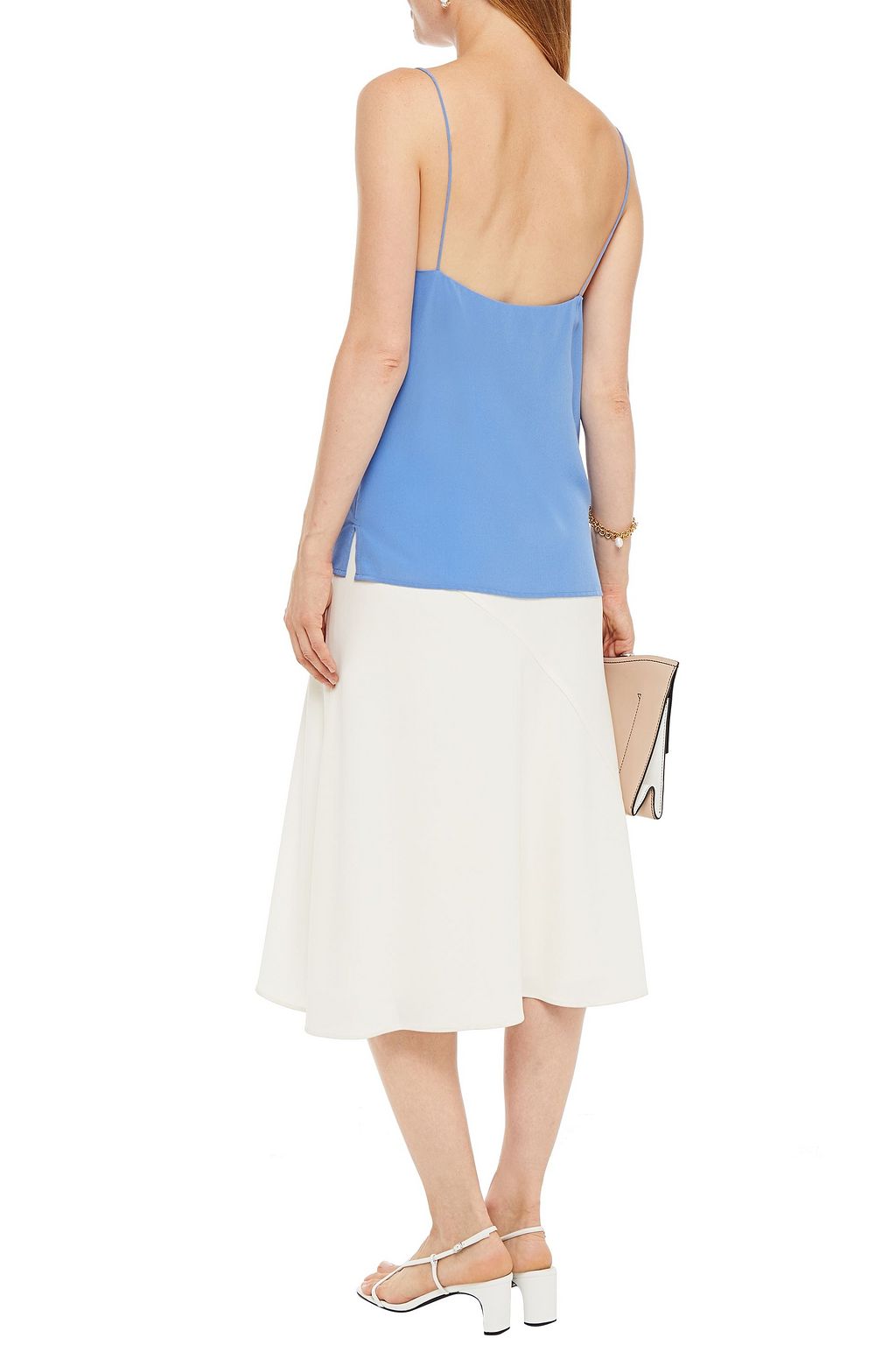GINIA Lace-trimmed silk crepe de chine camisole