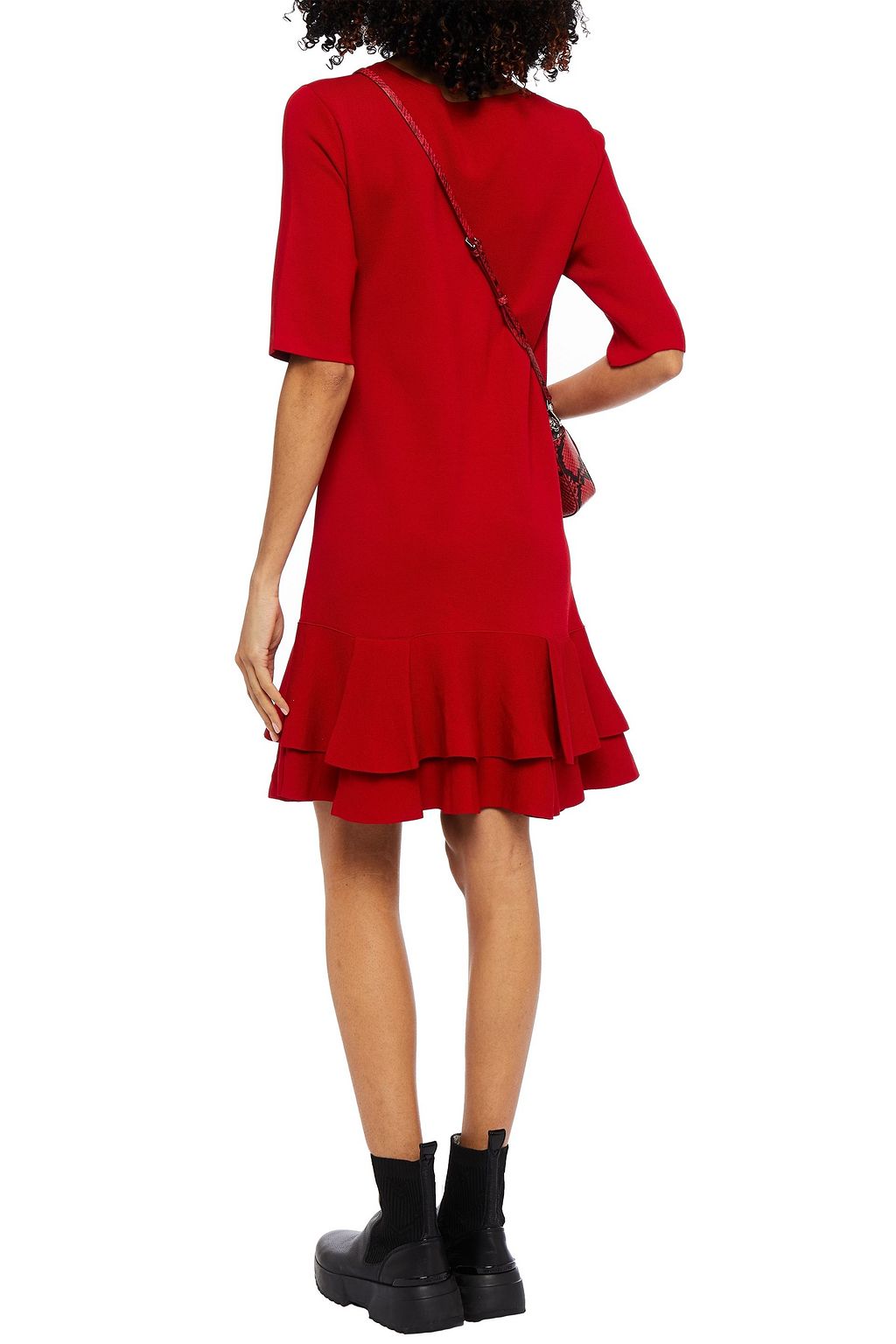 BOUTIQUE MOSCHINO Fluted tiered knitted mini dress
