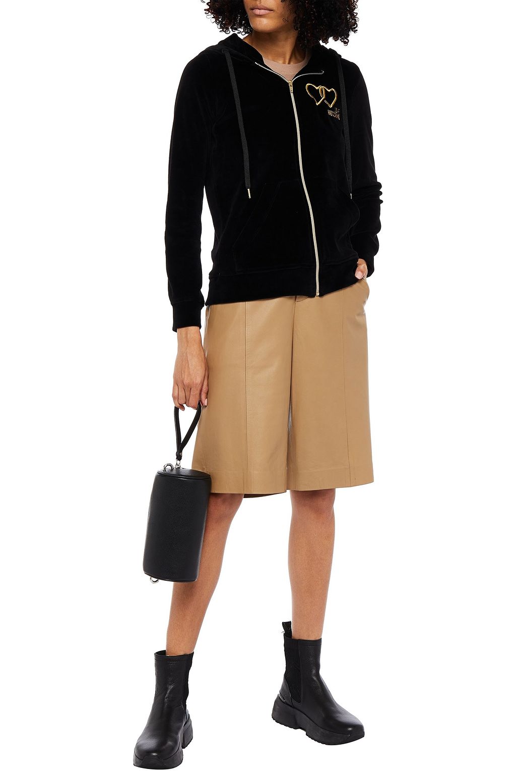 LOVE MOSCHINO Logo-embroidered cotton-blend velvet jacket