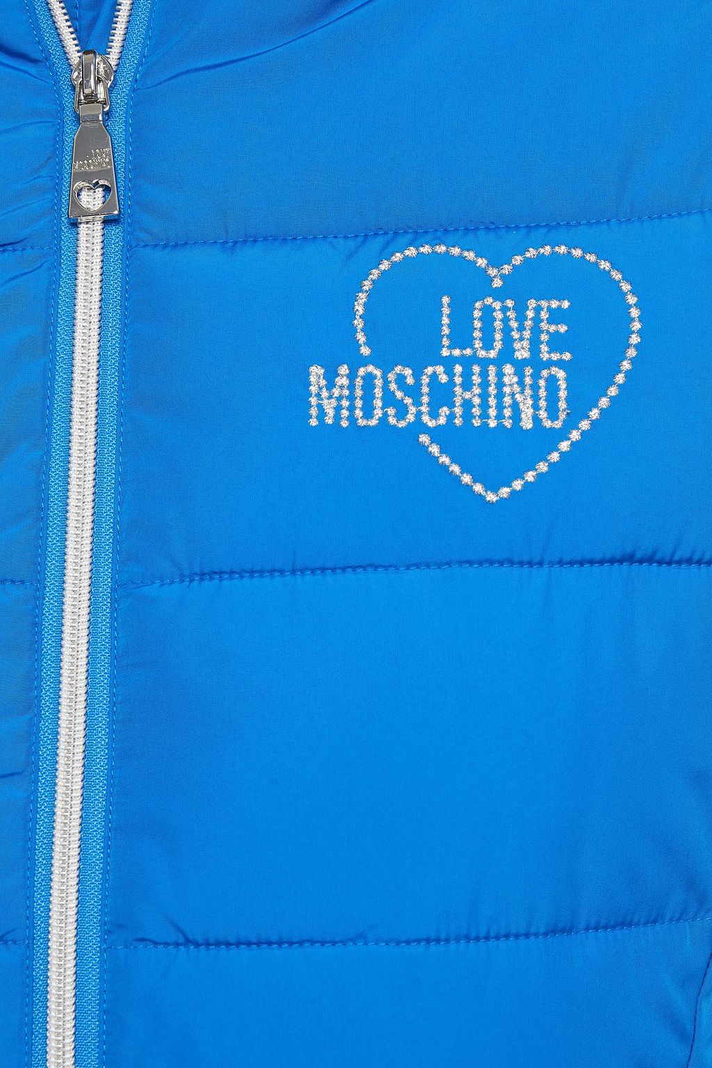 LOVE MOSCHINO Logo-embroidered quilted shell hooded down jacket
