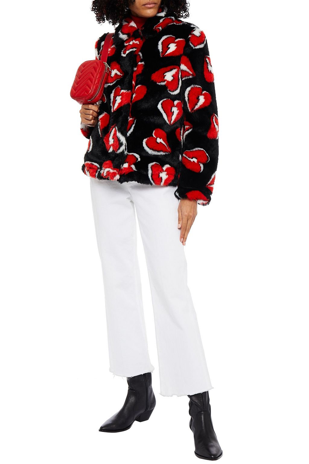 LOVE MOSCHINO Printed faux fur jacket