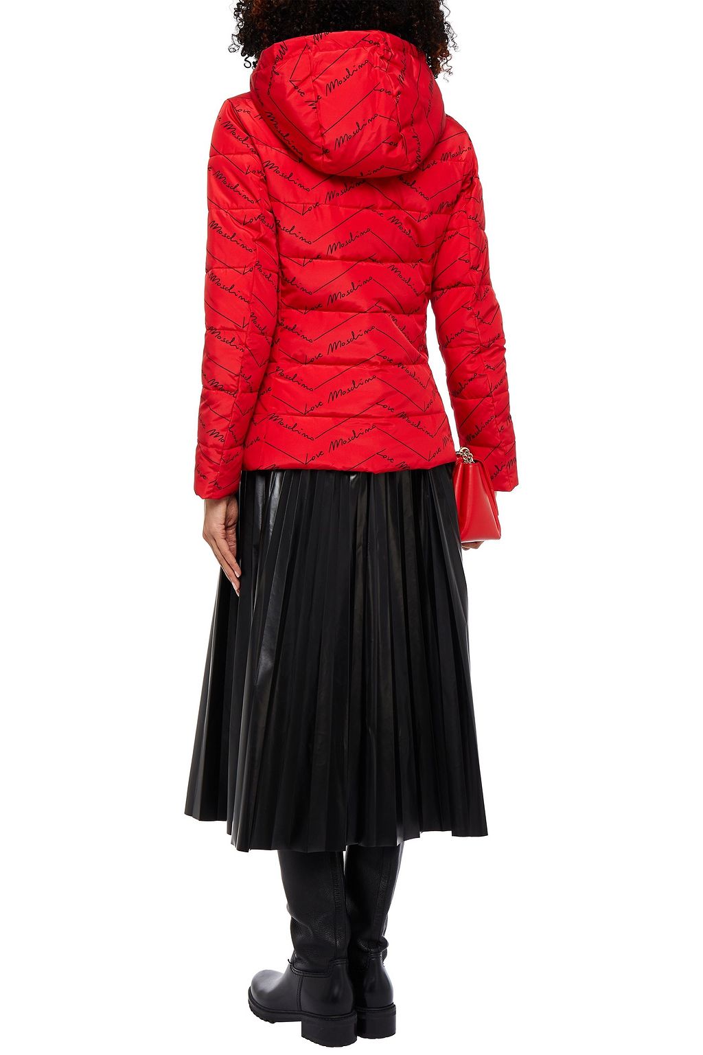LOVE MOSCHINO Quilted printed shell hooded jacket