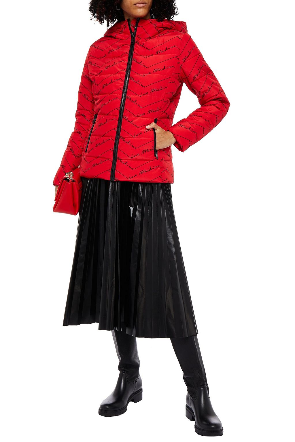 LOVE MOSCHINO Quilted printed shell hooded jacket