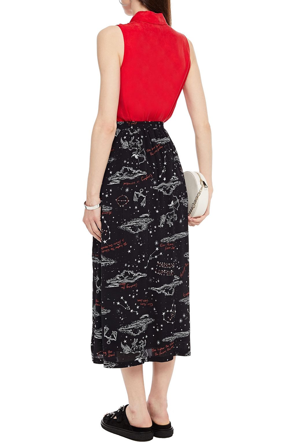 MARKUS LUPFER Sasha pleated printed crepe de chine midi skirt