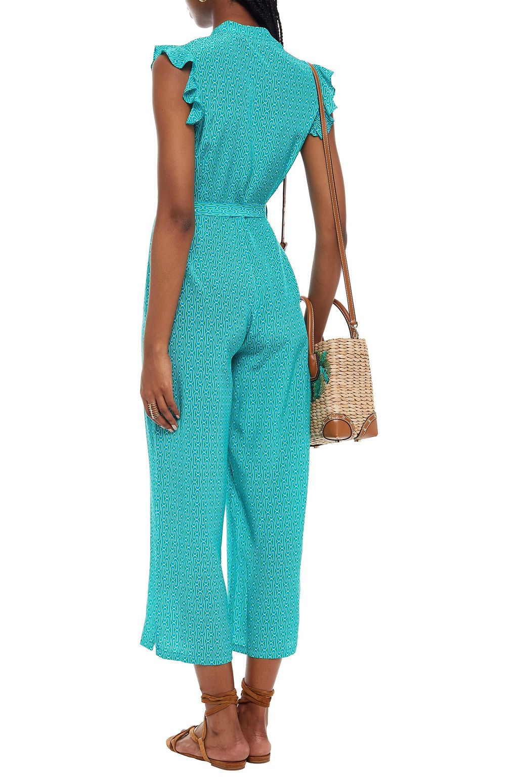 PALOMA BLUE Jagger cropped printed silk crepe de chine jumpsuit