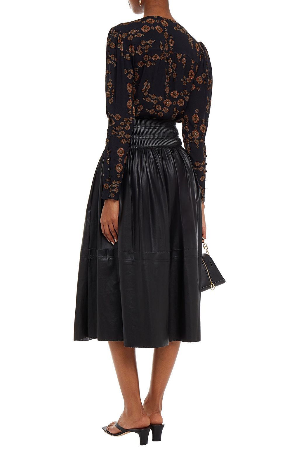 NICHOLAS Gathered printed chiffon blouse