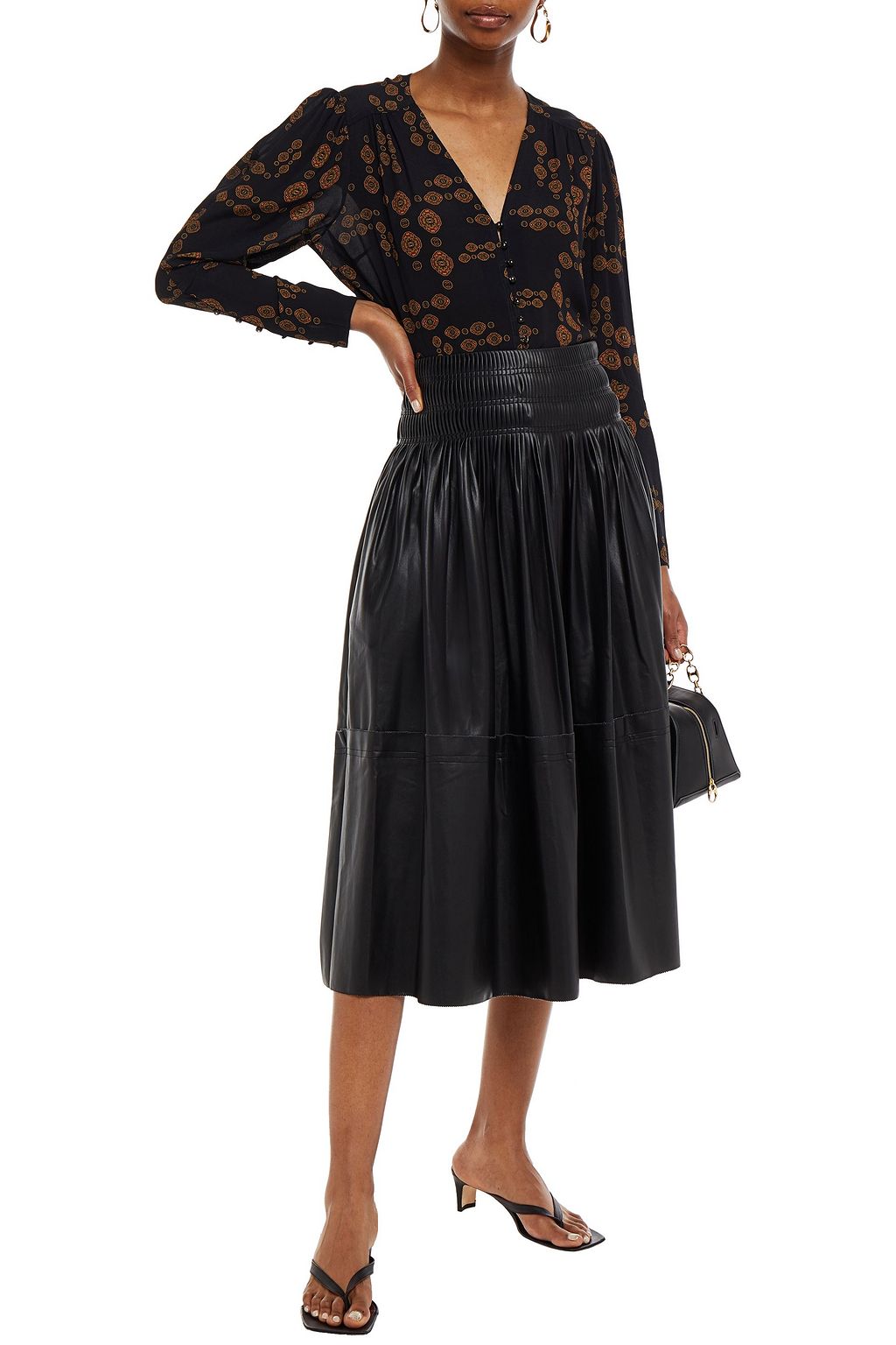 NICHOLAS Gathered printed chiffon blouse
