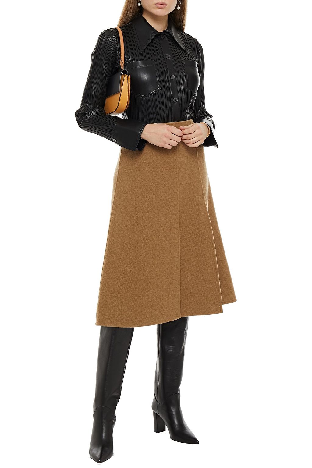 NANUSHKA Blaine pleated faux leather shirt