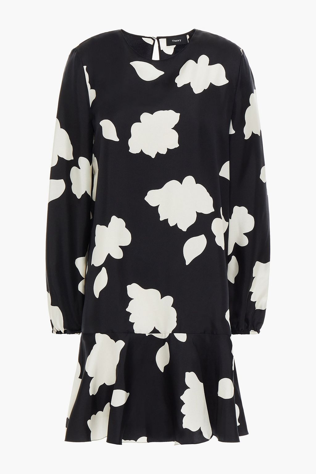 Black Floral-print silk-twill mini 